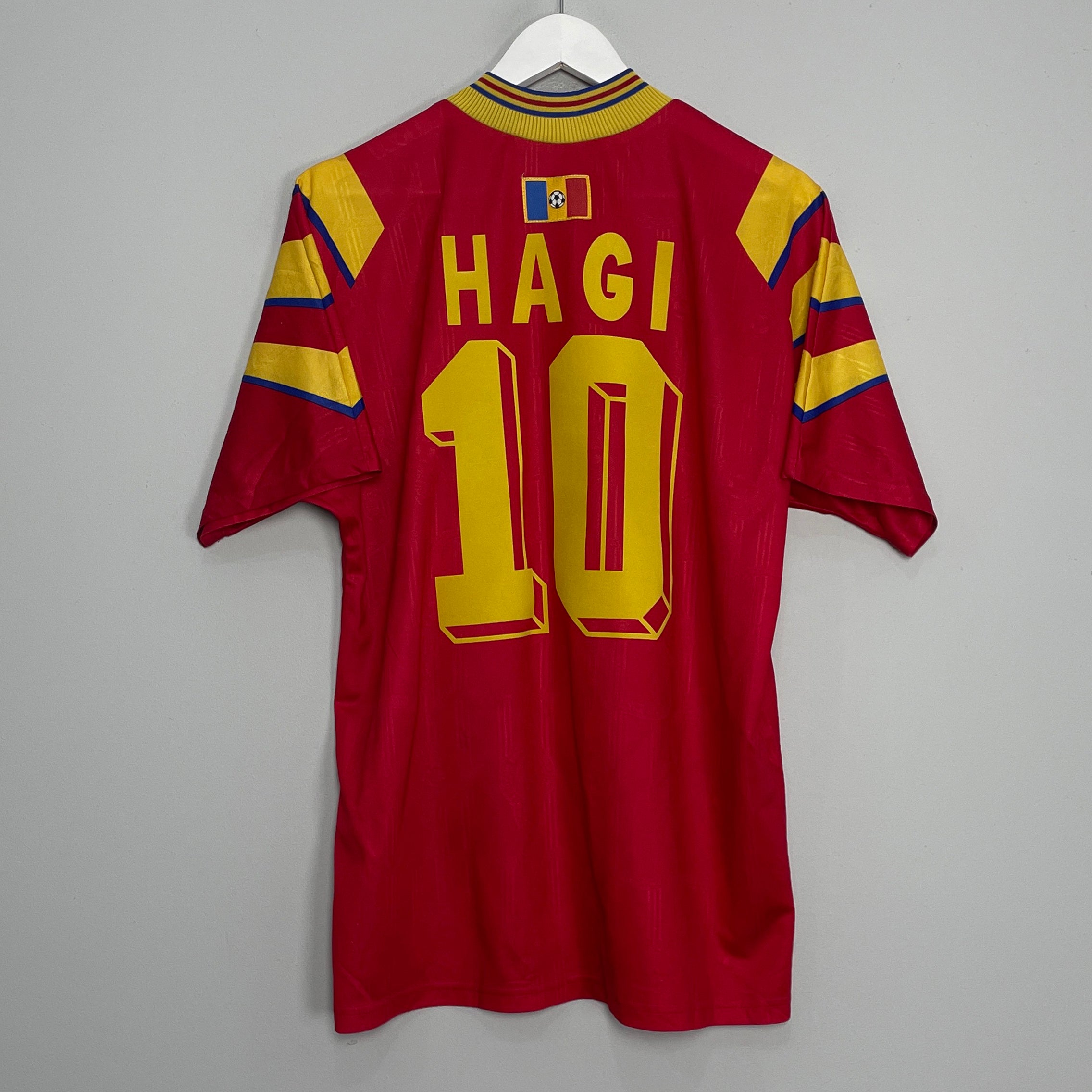 Shop 1996 ROMANIA HAGI #10 AWAY SHIRT (L) ADIDAS, classic football shirts, vintage football shirts & retro soccer jerseys at Cult Kits