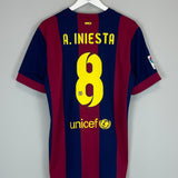 Shop 2014/15 BARCELONA A.INIESTA #8 HOME SHIRT (L) NIKE, classic football shirts, vintage football shirts & retro soccer jerseys at Cult Kits