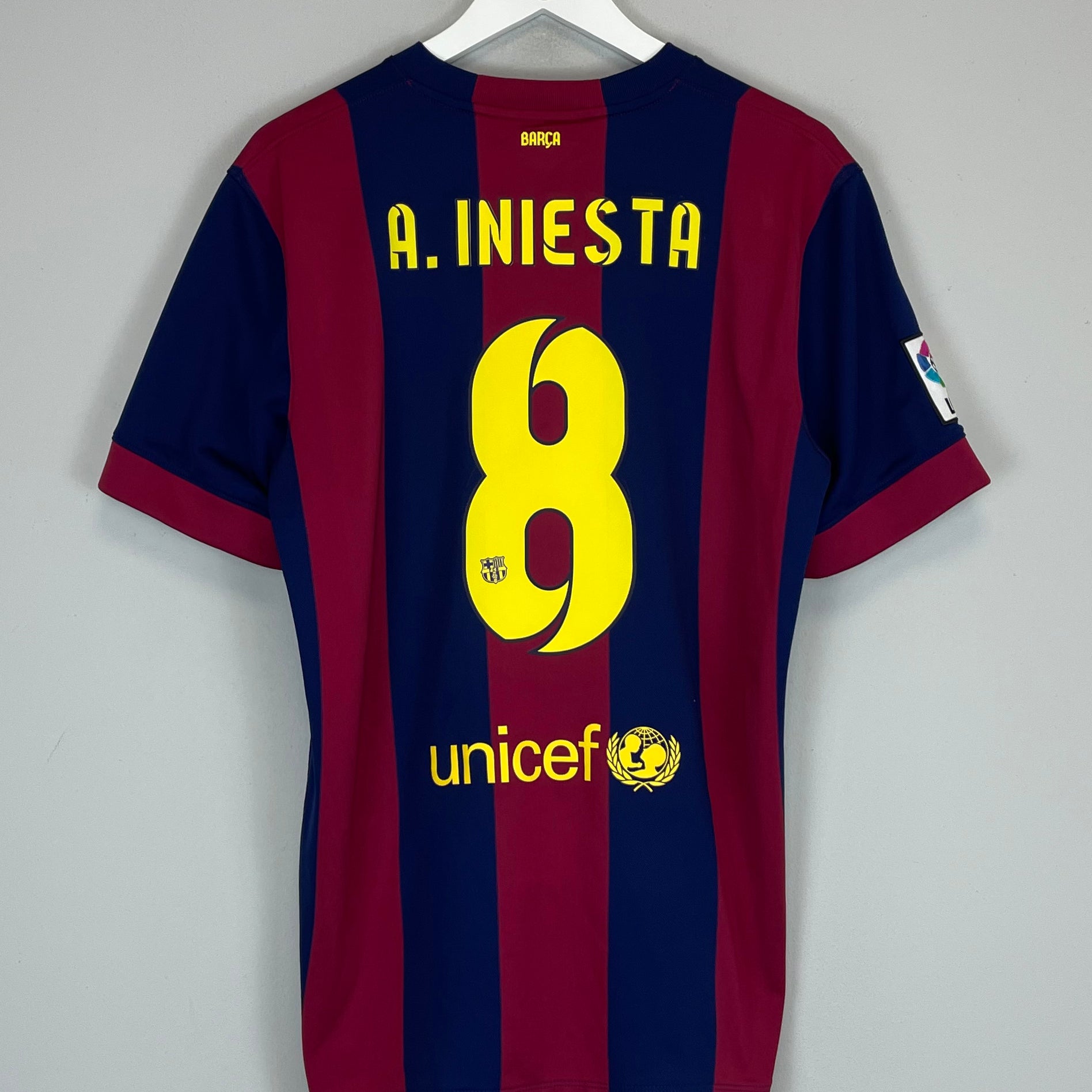 Shop 2014/15 BARCELONA A.INIESTA #8 HOME SHIRT (L) NIKE, classic football shirts, vintage football shirts & retro soccer jerseys at Cult Kits