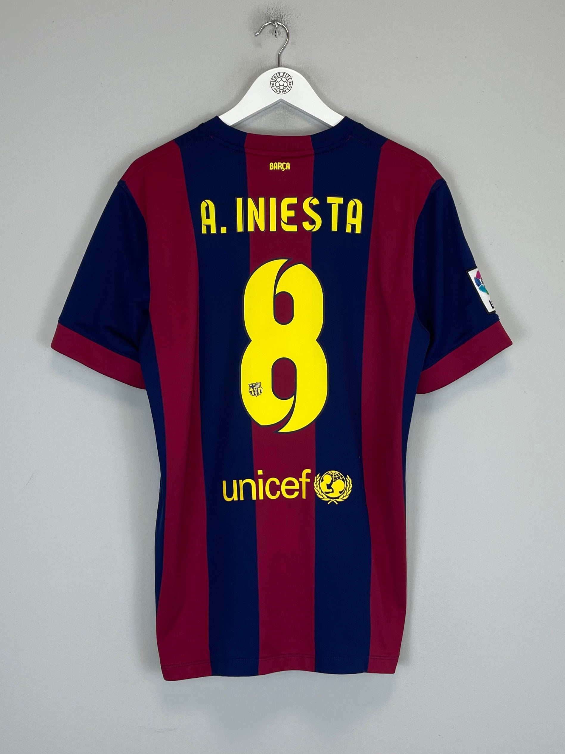 Shop 2014/15 BARCELONA A.INIESTA #8 HOME SHIRT (L) NIKE, classic football shirts, vintage football shirts & retro soccer jerseys at Cult Kits