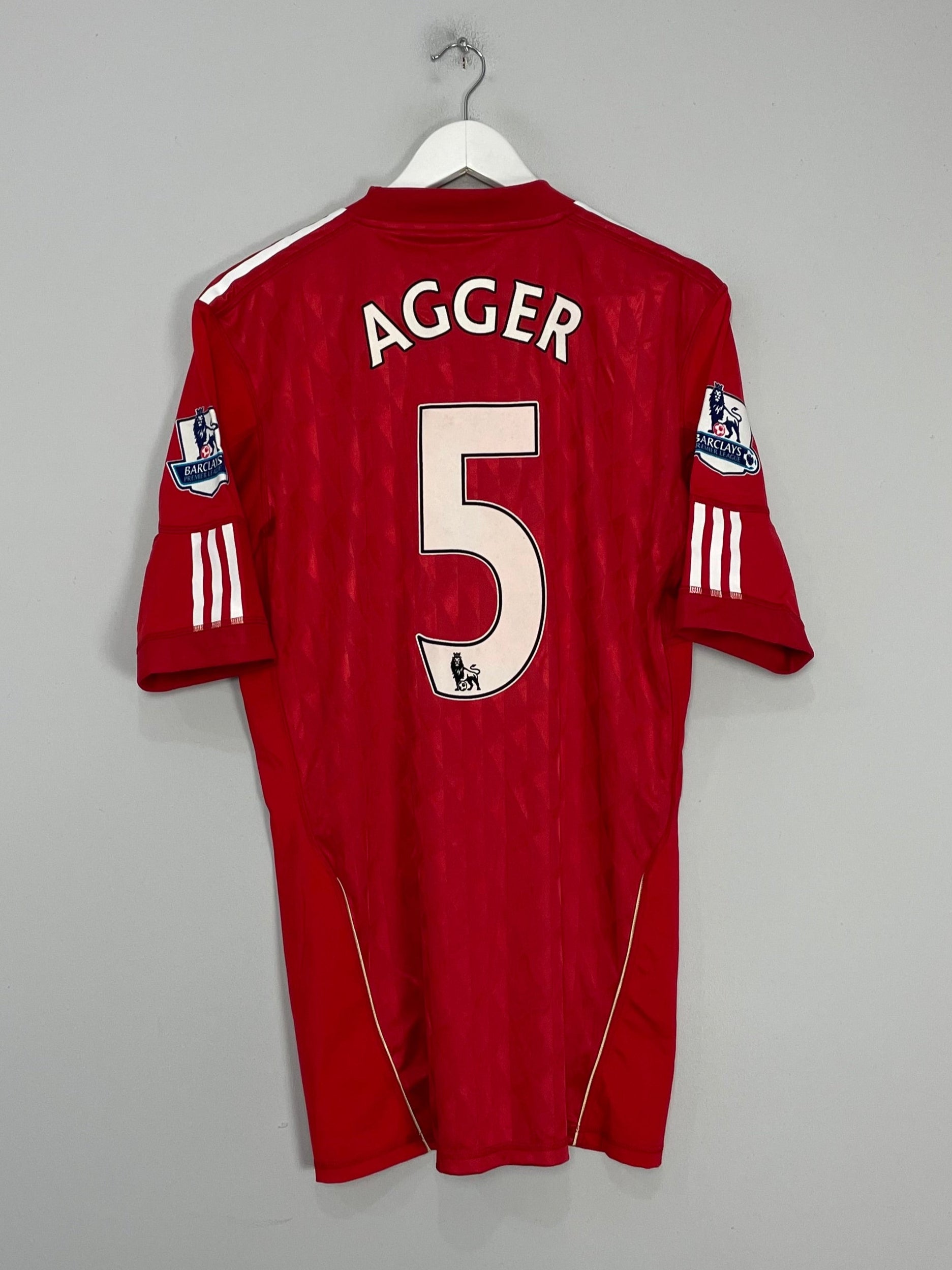2010/12 LIVERPOOL AGGER #5 *PLAYER ISSUE* SIGNED HOME SHIRT (XL) ADIDAS
