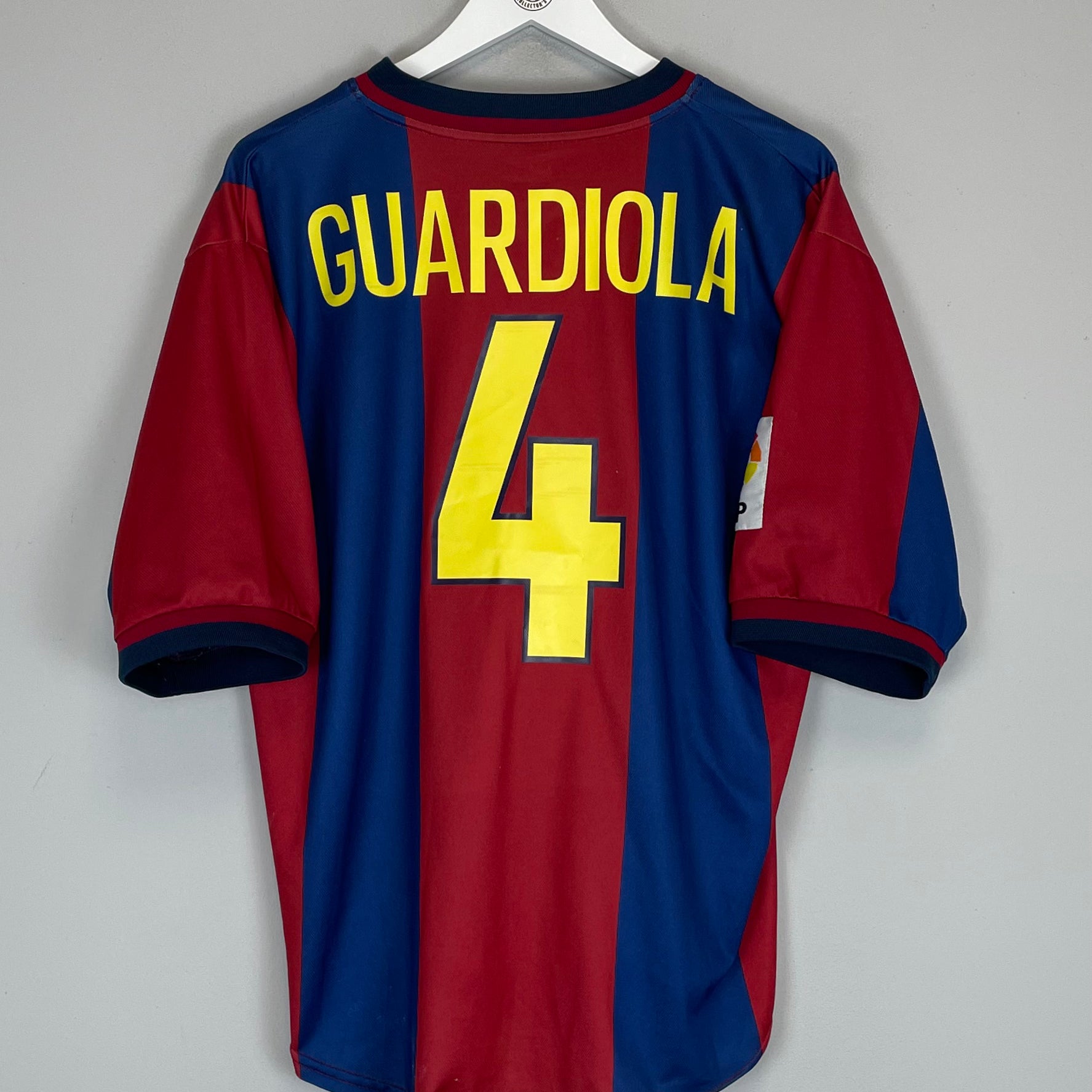 Shop 1998/00 BARCELONA GUARDIOLA #4 HOME SHIRT (L) NIKE, classic football shirts, vintage football shirts & retro soccer jerseys at Cult Kits