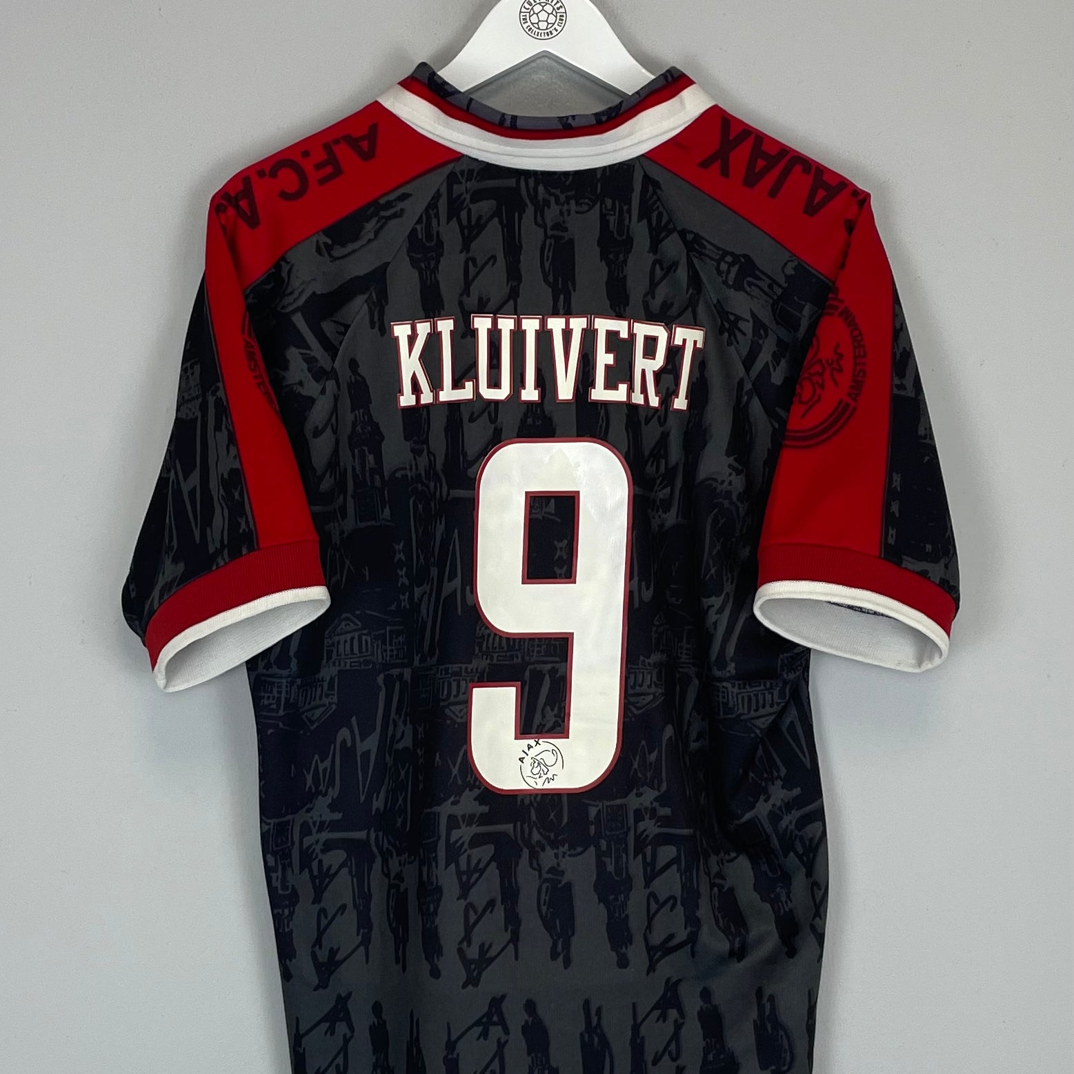 Shop 1996/97 AJAX KLUIVERT #9 AWAY SHIRT (M) UMBRO, classic football shirts, vintage football shirts & retro soccer jerseys at Cult Kits