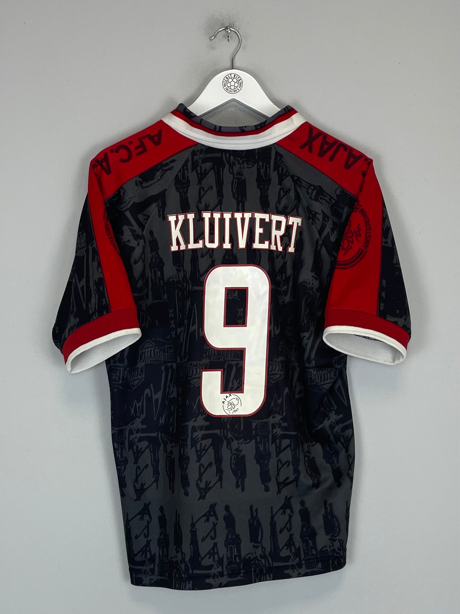 Shop 1996/97 AJAX KLUIVERT #9 AWAY SHIRT (M) UMBRO, classic football shirts, vintage football shirts & retro soccer jerseys at Cult Kits