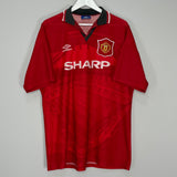 Shop 1994/96 MANCHESTER UNITED CANTONA #7 HOME SHIRT (XL) UMBRO, classic football shirts, vintage football shirts & retro soccer jerseys at Cult Kits