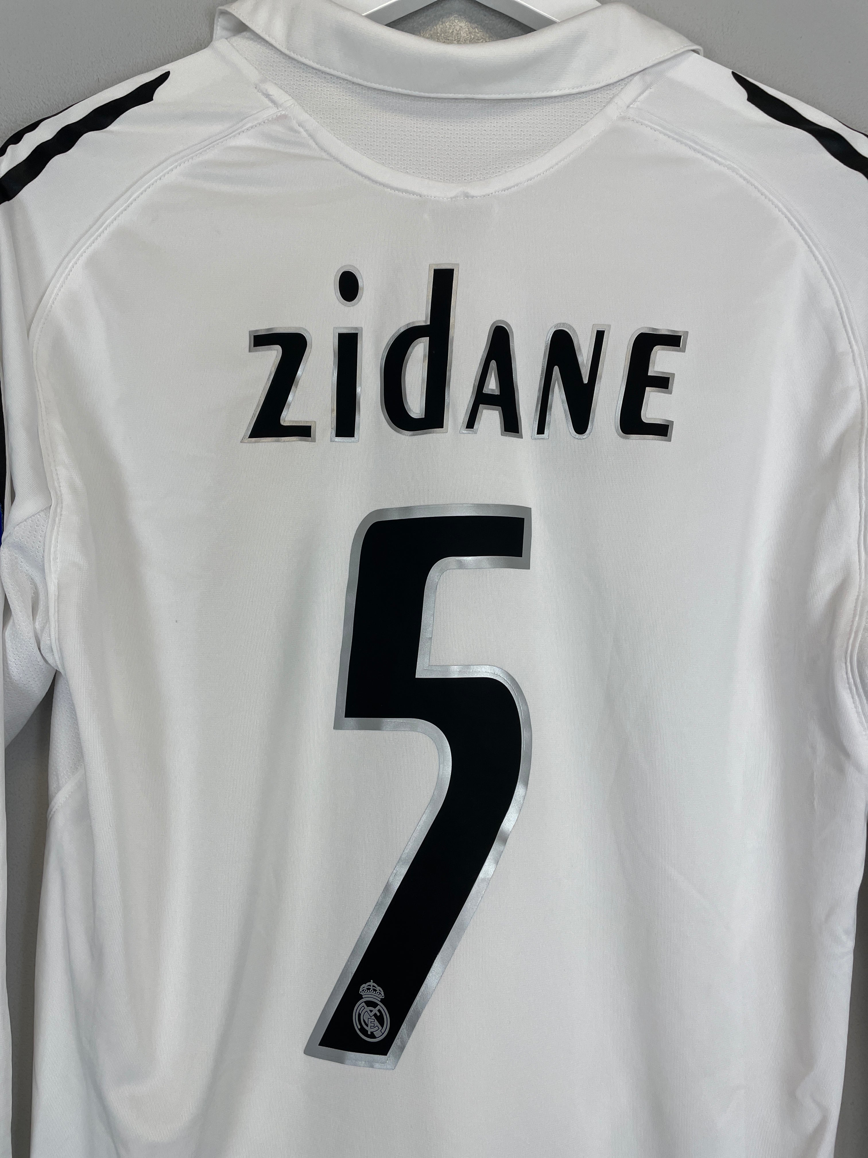 Shop 2005/06 REAL MADRID ZIDANE #5 C/L L/S HOME SHIRT (M) ADIDAS, classic football shirts, vintage football shirts & retro soccer jerseys at Cult Kits