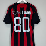 Shop 2008/09 AC MILAN RONALDINHO #80 HOME SHIRT (M) ADIDAS, classic football shirts, vintage football shirts & retro soccer jerseys at Cult Kits