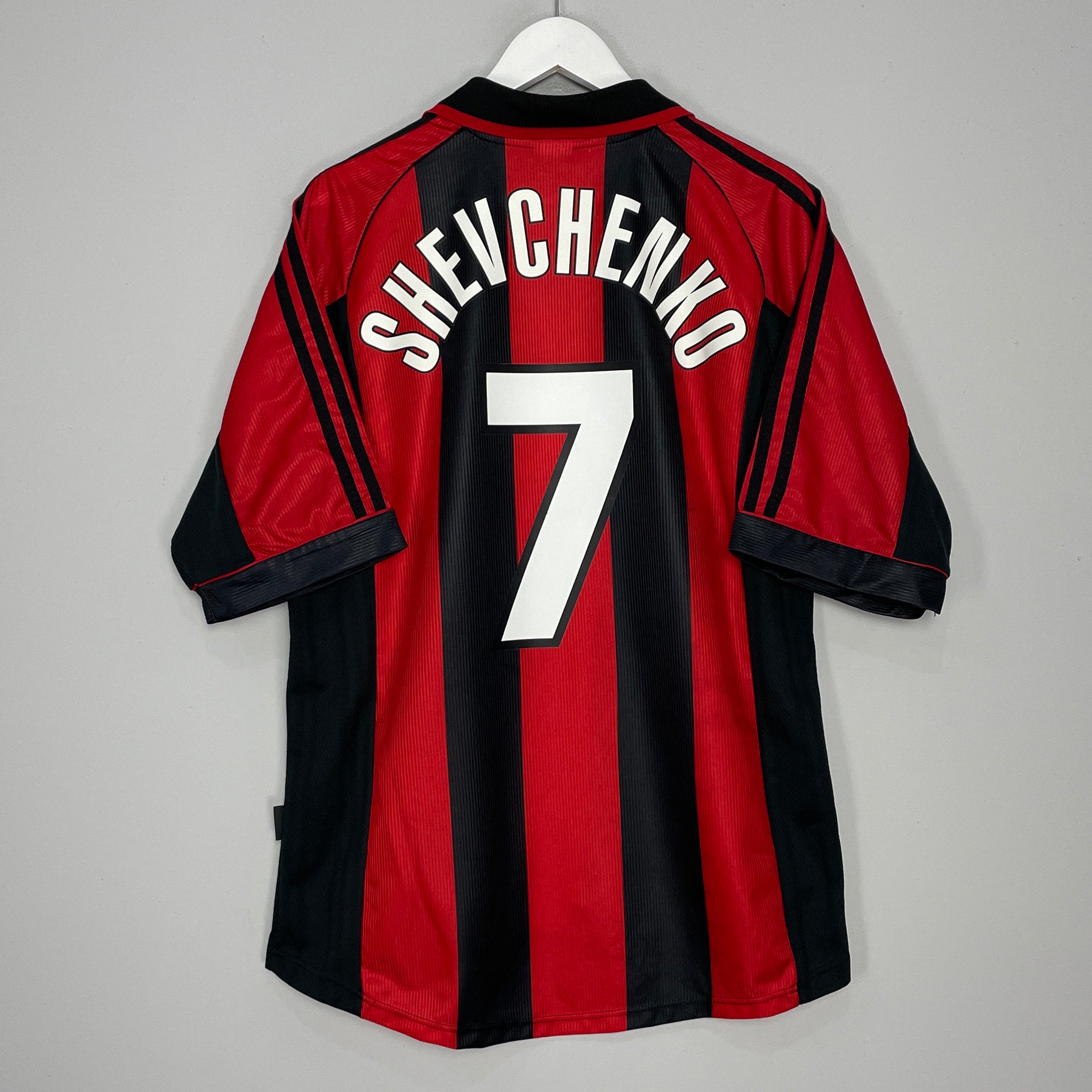 Shop 1998/00 AC MILAN SHEVCHENKO #7 HOME SHIRT (L) ADIDAS, classic football shirts, vintage football shirts & retro soccer jerseys at Cult Kits