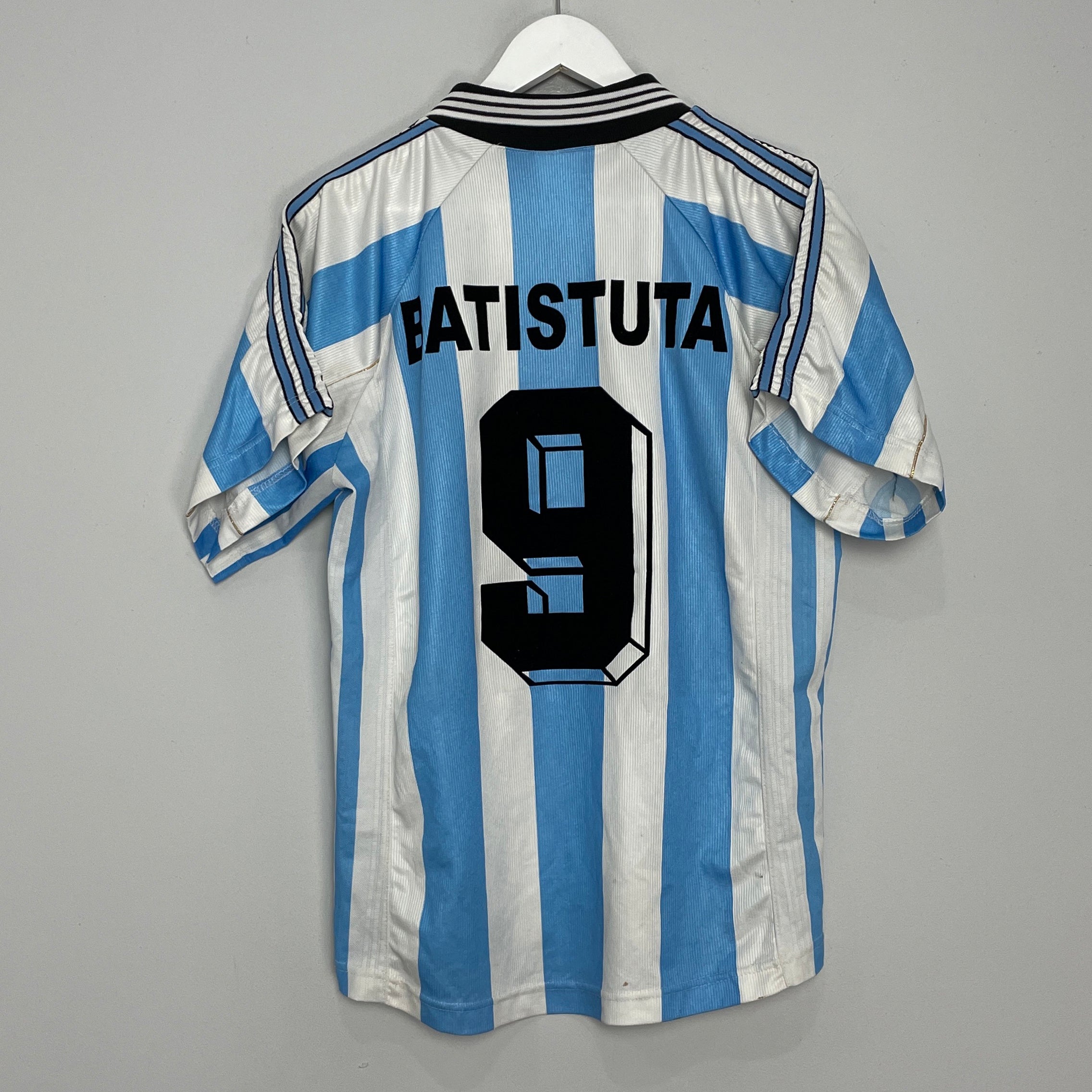 Shop 1998/99 ARGENTINA BATISTUTA #9 HOME SHIRT (S) ADIDAS, classic football shirts, vintage football shirts & retro soccer jerseys at Cult Kits