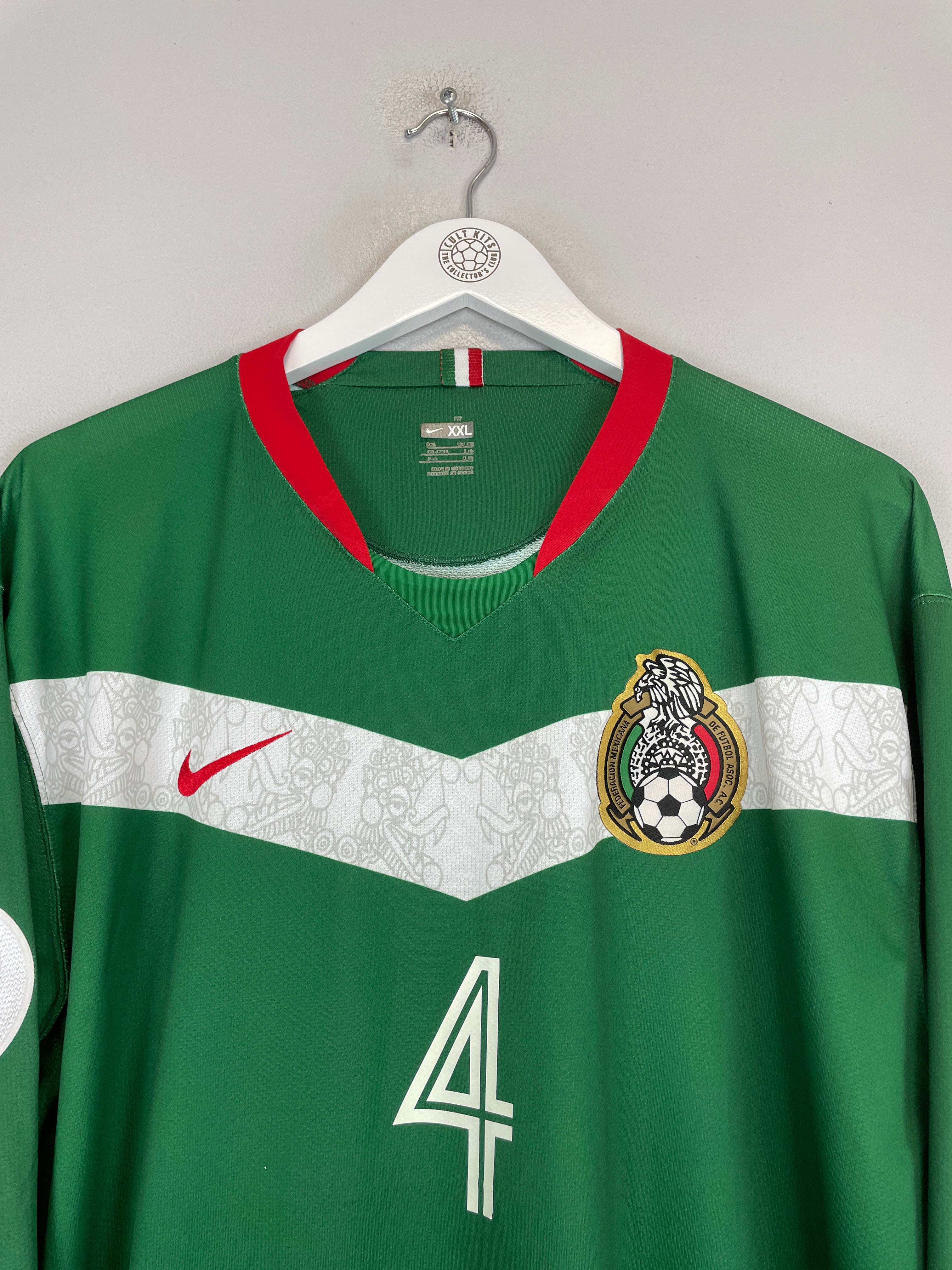 Shop 2006/07 MEXICO R.MARQUEZ #4 L/S HOME SHIRT (XXL) NIKE, classic football shirts, vintage football shirts & retro soccer jerseys at Cult Kits
