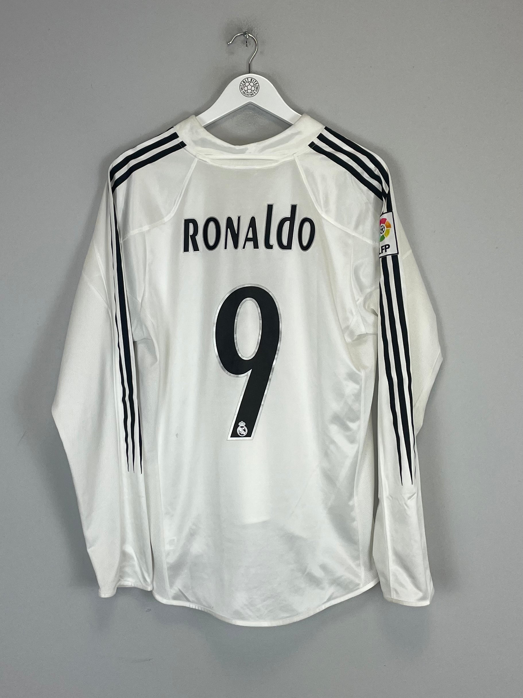 Shop 2003/05 REAL MADRID RONALDO #9 L/S HOME SHIRT (M) ADIDAS, classic football shirts, vintage football shirts & retro soccer jerseys at Cult Kits