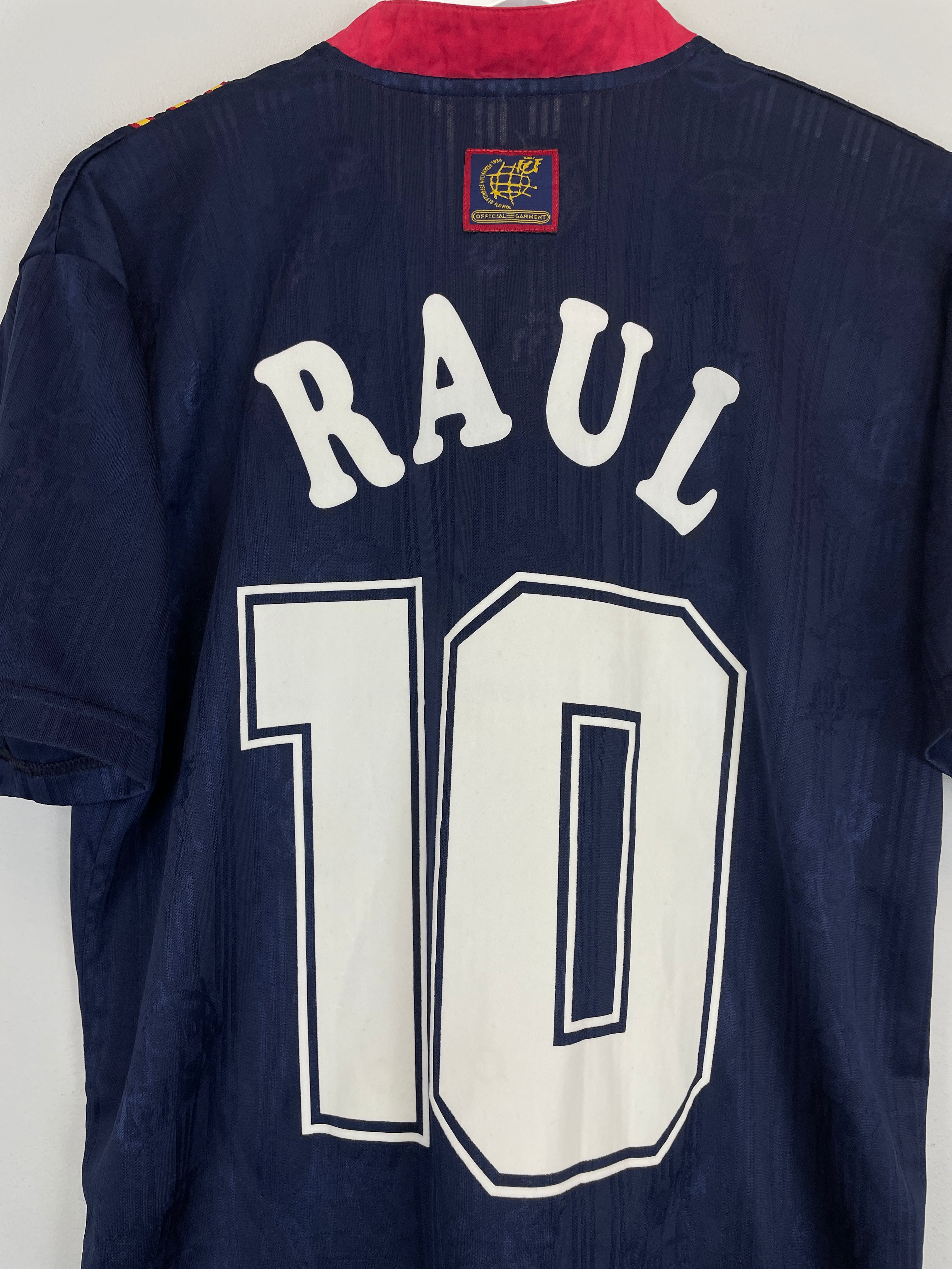 Shop 1996/98 SPAIN RAUL #10 AWAY SHIRT (S) ADIDAS, classic football shirts, vintage football shirts & retro soccer jerseys at Cult Kits