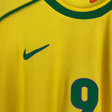Shop 1998/00 BRAZIL RONALDO #9 HOME SHIRT (L) NIKE, classic football shirts, vintage football shirts & retro soccer jerseys at Cult Kits