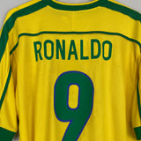Shop 1998/00 BRAZIL RONALDO #9 HOME SHIRT (L) NIKE, classic football shirts, vintage football shirts & retro soccer jerseys at Cult Kits