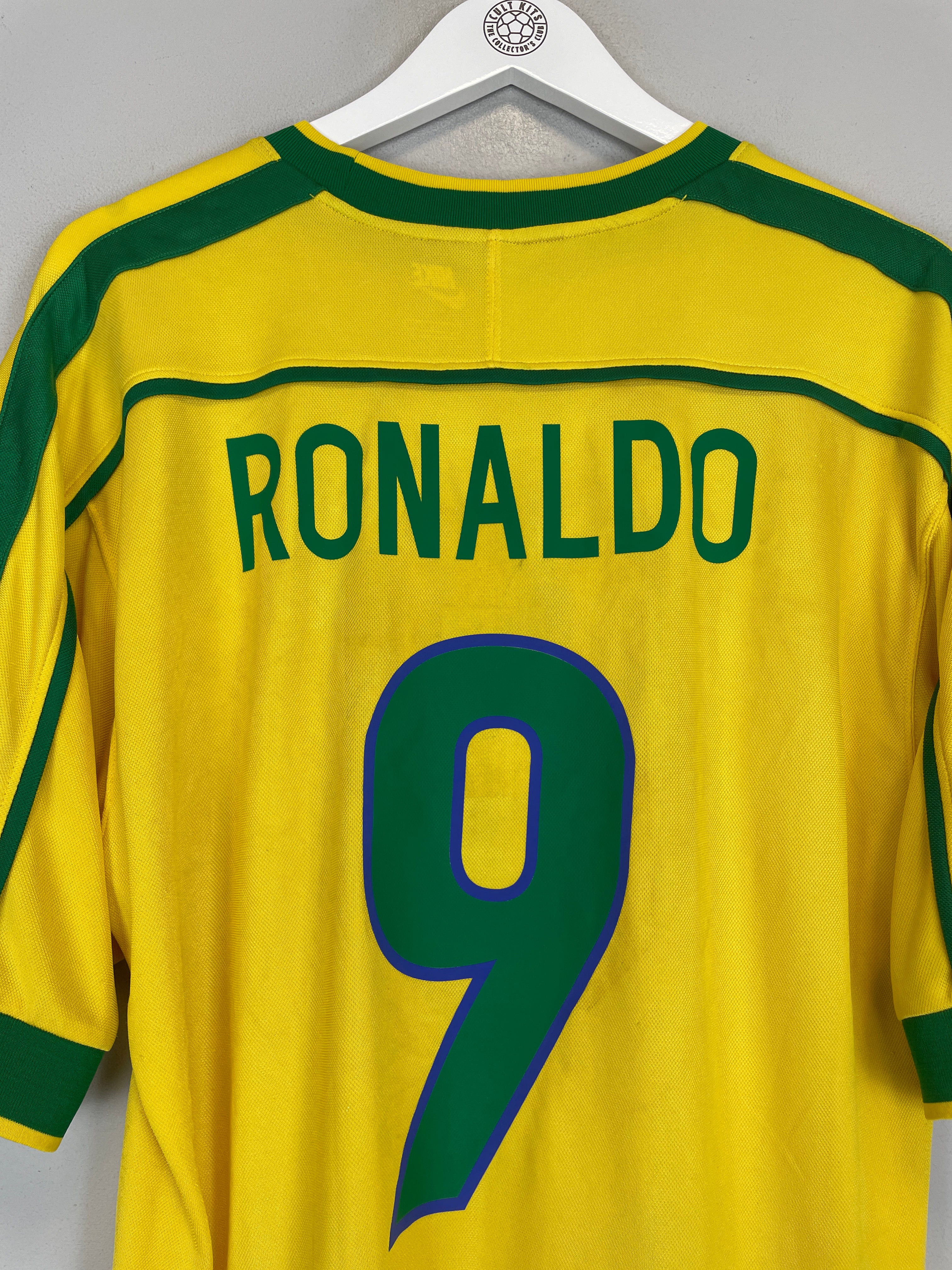 Shop 1998/00 BRAZIL RONALDO #9 HOME SHIRT (L) NIKE, classic football shirts, vintage football shirts & retro soccer jerseys at Cult Kits