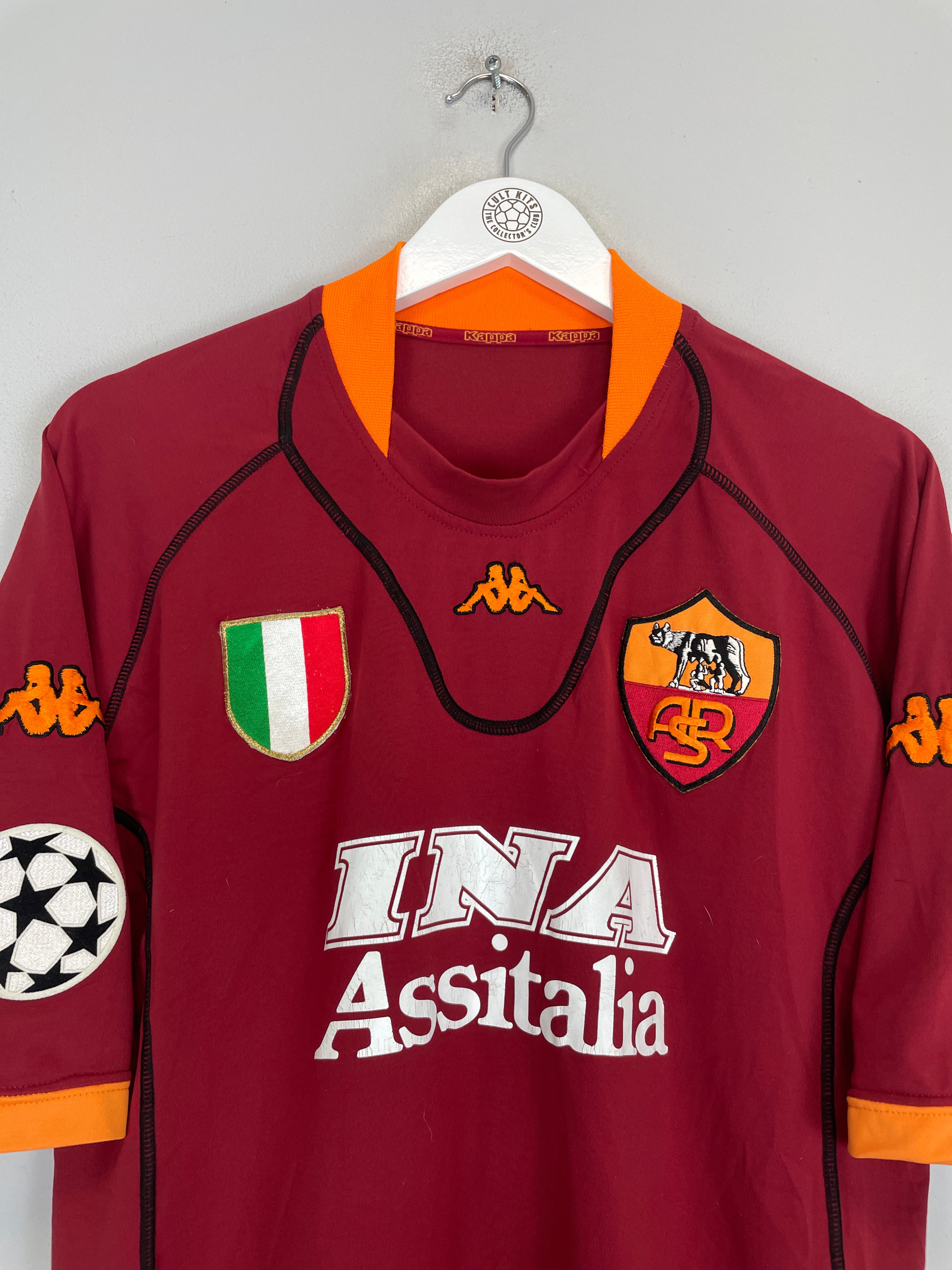 Shop 2001/02 ROMA BATISTUTA #20 C/L HOME SHIRT (XXL) KAPPA, classic football shirts, vintage football shirts & retro soccer jerseys at Cult Kits