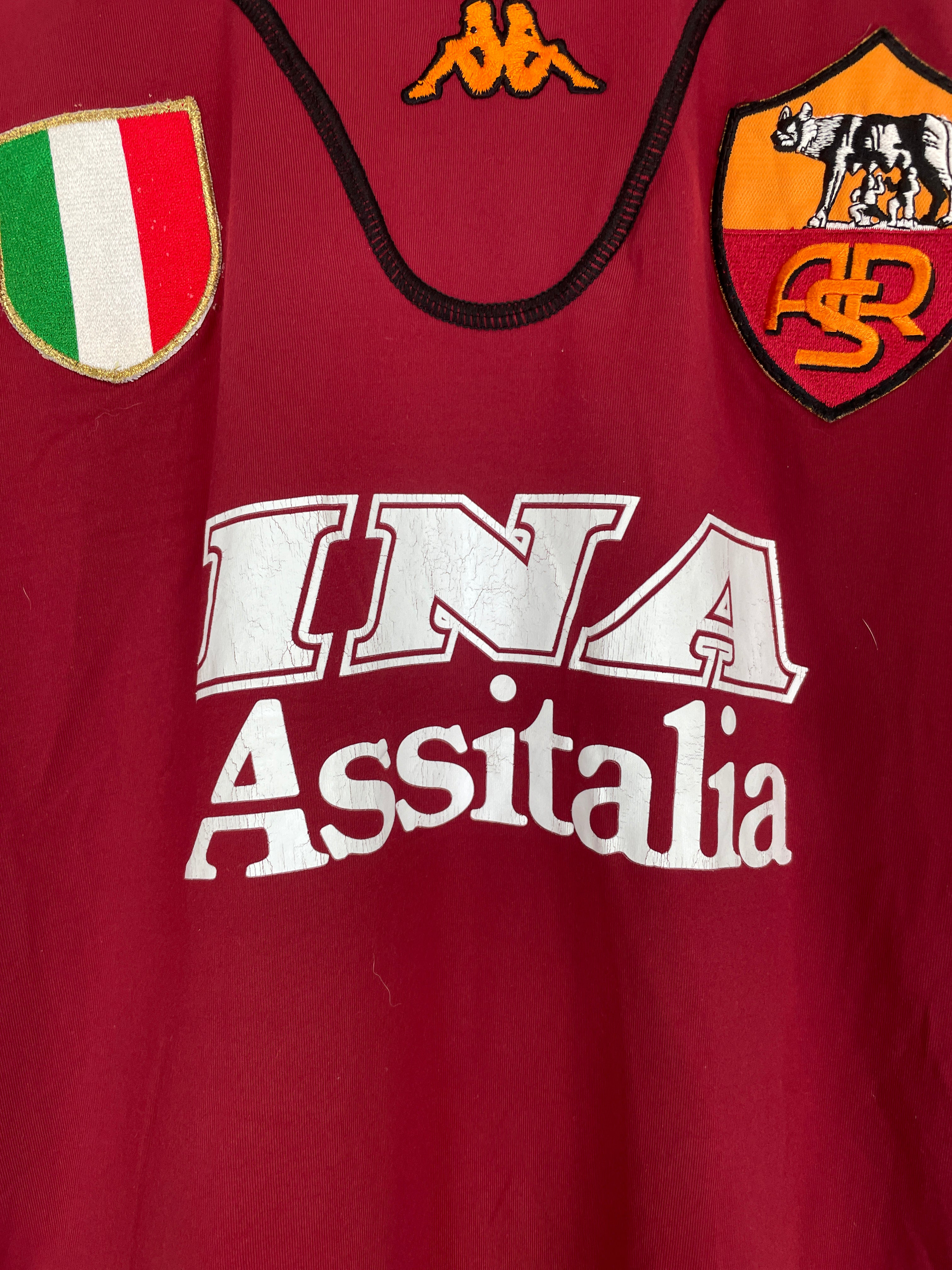 Shop 2001/02 ROMA BATISTUTA #20 C/L HOME SHIRT (XXL) KAPPA, classic football shirts, vintage football shirts & retro soccer jerseys at Cult Kits