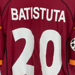Shop 2001/02 ROMA BATISTUTA #20 C/L HOME SHIRT (XXL) KAPPA, classic football shirts, vintage football shirts & retro soccer jerseys at Cult Kits