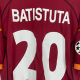 Shop 2001/02 ROMA BATISTUTA #20 C/L HOME SHIRT (XXL) KAPPA, classic football shirts, vintage football shirts & retro soccer jerseys at Cult Kits
