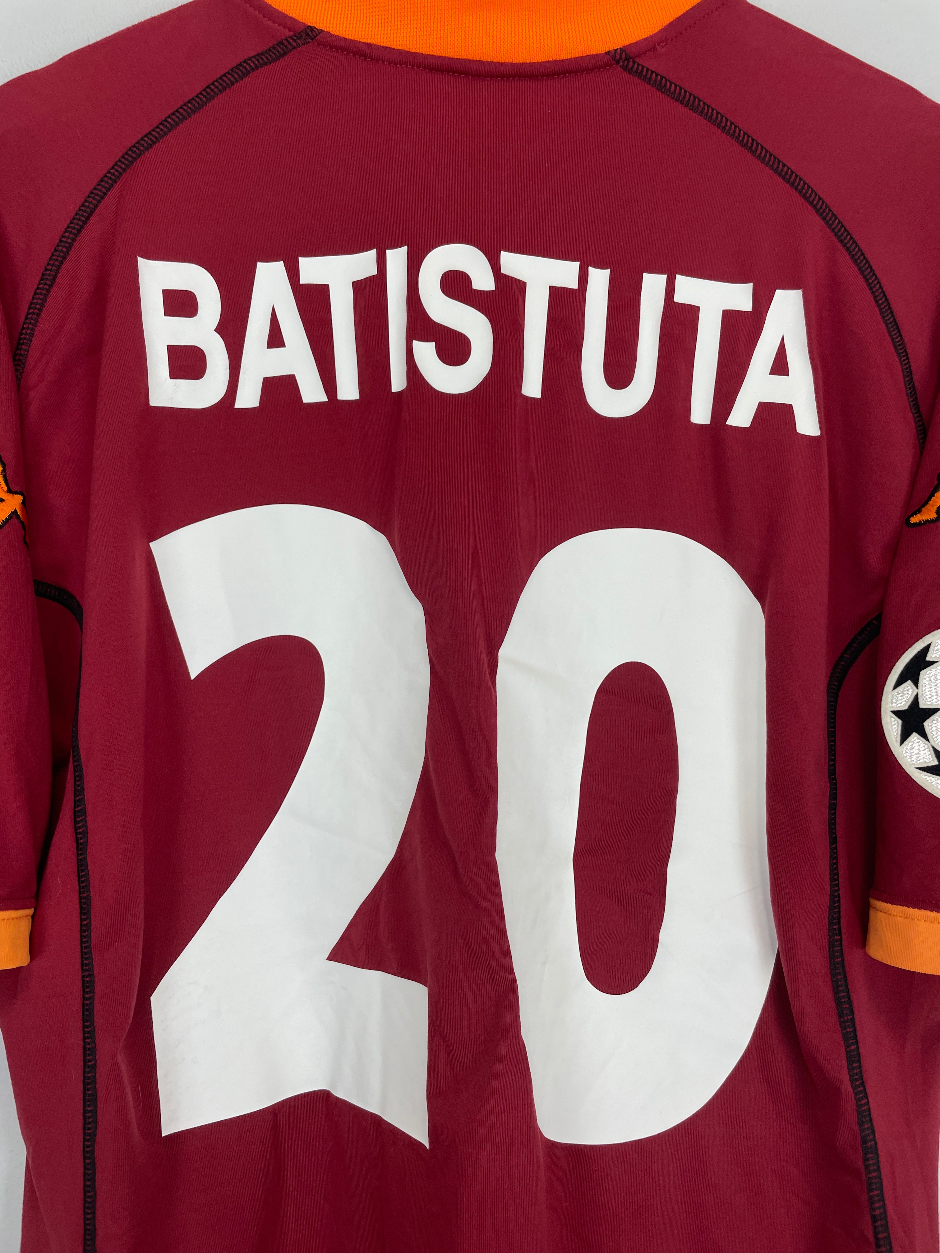 Shop 2001/02 ROMA BATISTUTA #20 C/L HOME SHIRT (XXL) KAPPA, classic football shirts, vintage football shirts & retro soccer jerseys at Cult Kits