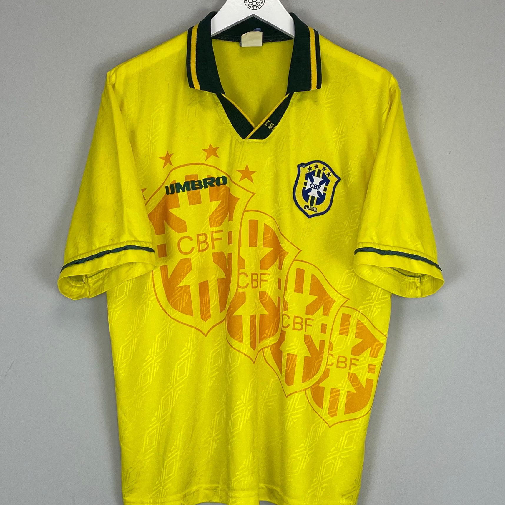 Shop 1994/97 BRAZIL HOME SHIRT (L) UMBRO, classic football shirts, vintage football shirts & retro soccer jerseys at Cult Kits