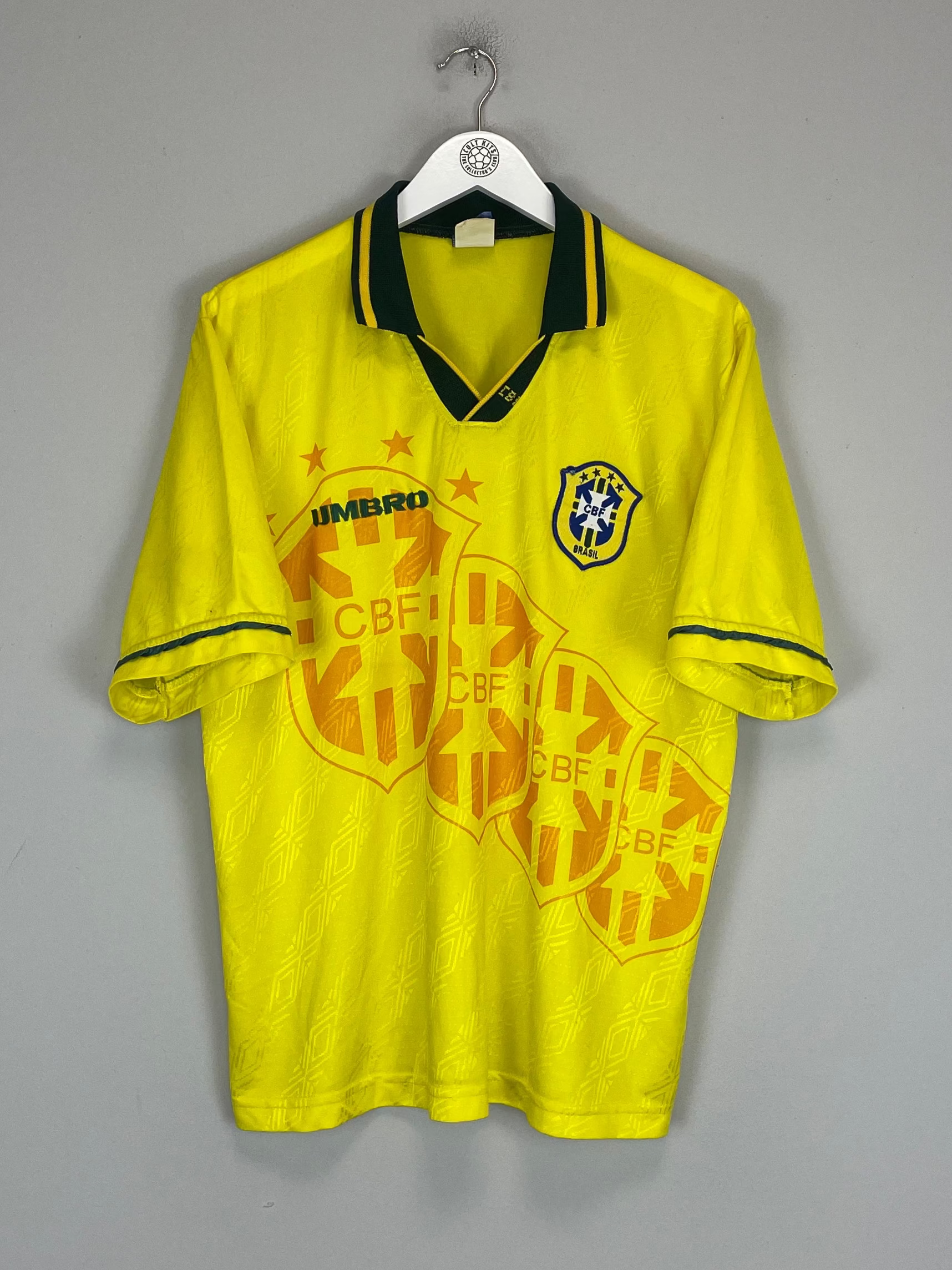 Shop 1994/97 BRAZIL HOME SHIRT (L) UMBRO, classic football shirts, vintage football shirts & retro soccer jerseys at Cult Kits