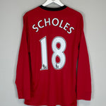 Shop 2009/10 MANCHESTER UNITED SCHOLES #18 L/S HOME SHIRT (L) NIKE, classic football shirts, vintage football shirts & retro soccer jerseys at Cult Kits