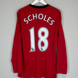 Shop 2009/10 MANCHESTER UNITED SCHOLES #18 L/S HOME SHIRT (L) NIKE, classic football shirts, vintage football shirts & retro soccer jerseys at Cult Kits