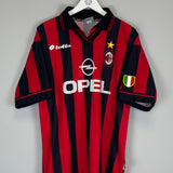 Shop 1997/98 AC MILAN BAGGIO #18 HOME SHIRT (L) LOTTO, classic football shirts, vintage football shirts & retro soccer jerseys at Cult Kits