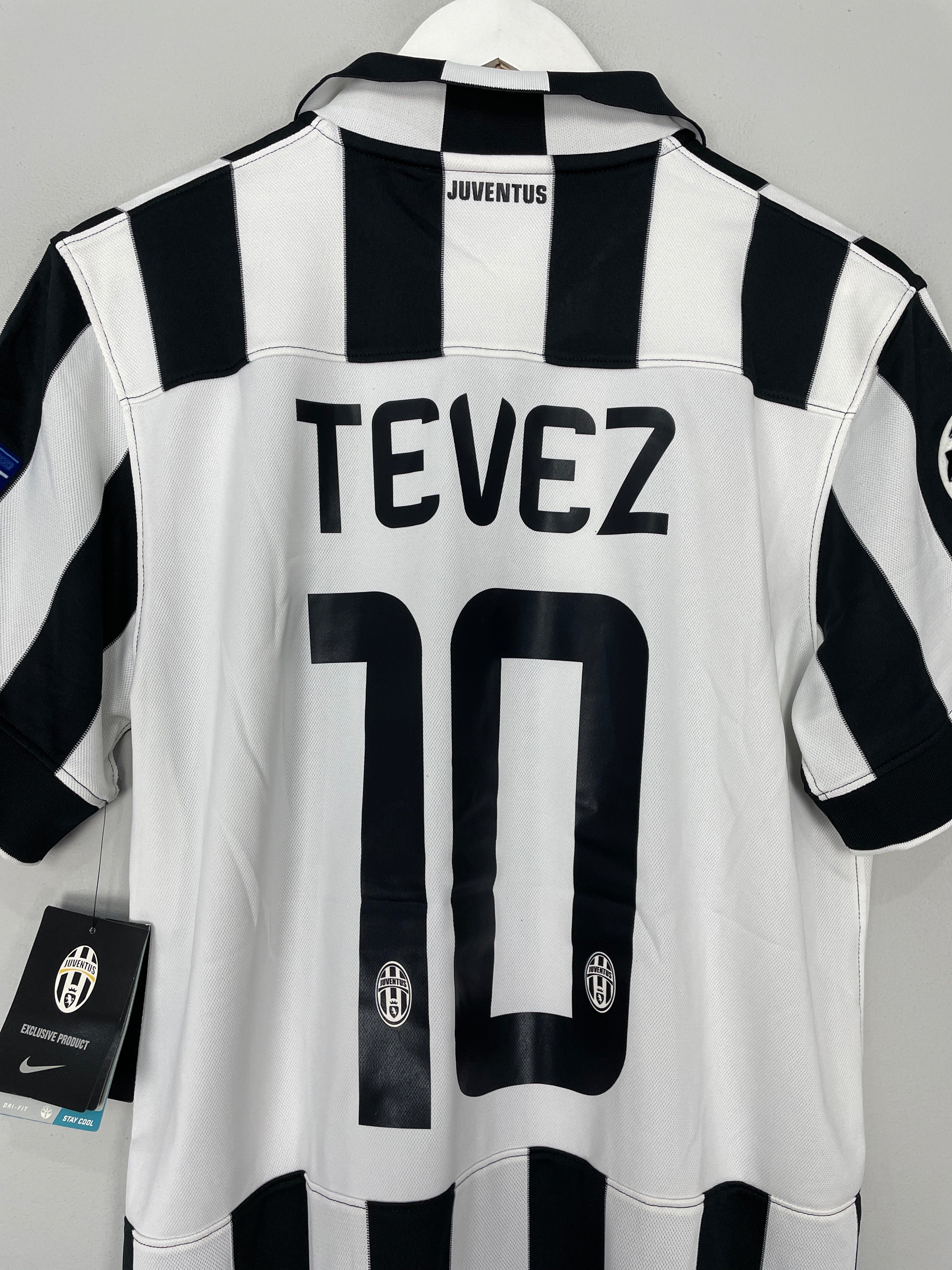 Shop 2014/15 JUVENTUS TEVEZ #11 *BNWT* C/L HOME SHIRT (M) NIKE, classic football shirts, vintage football shirts & retro soccer jerseys at Cult Kits