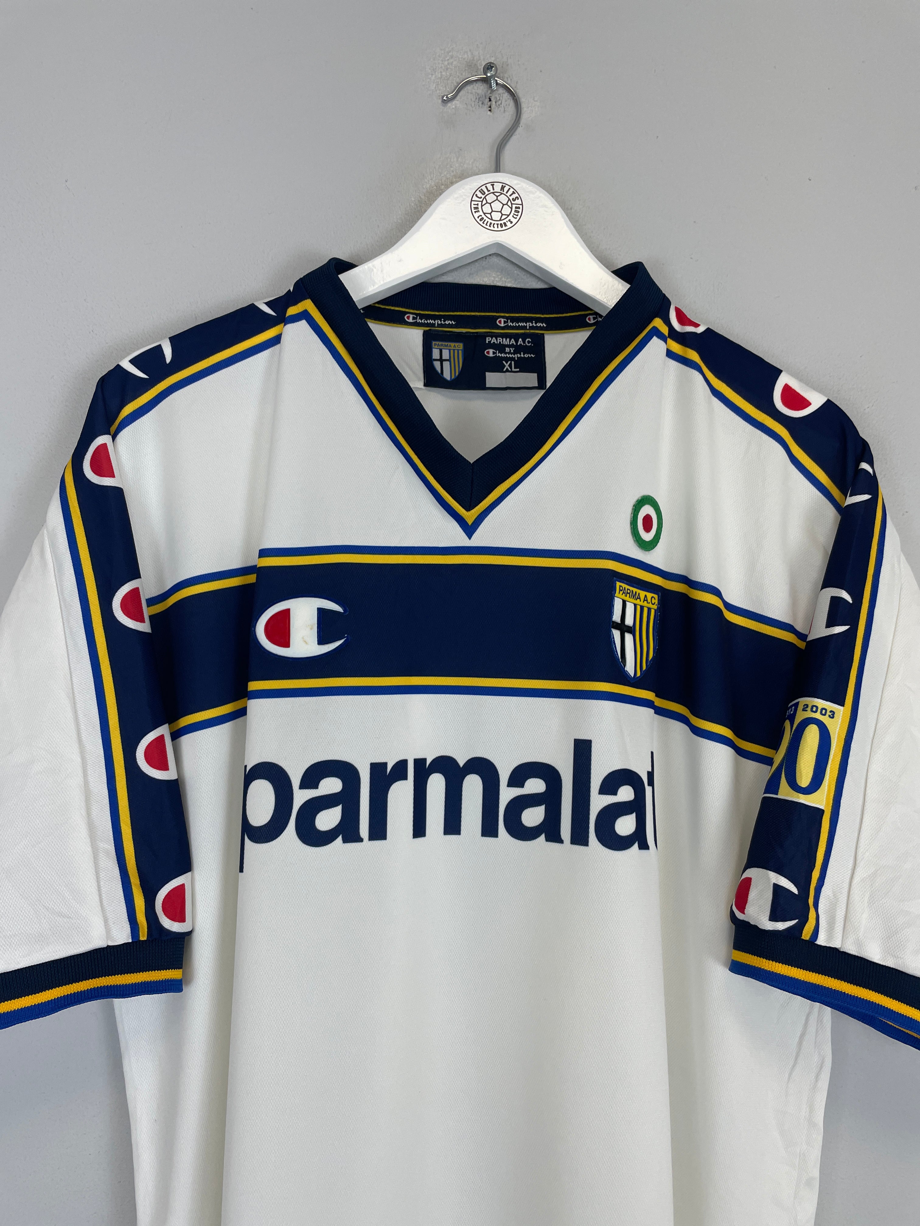 Shop 2001/02 PARMA AWAY SHIRT (XL) CHAMPION, classic football shirts, vintage football shirts & retro soccer jerseys at Cult Kits