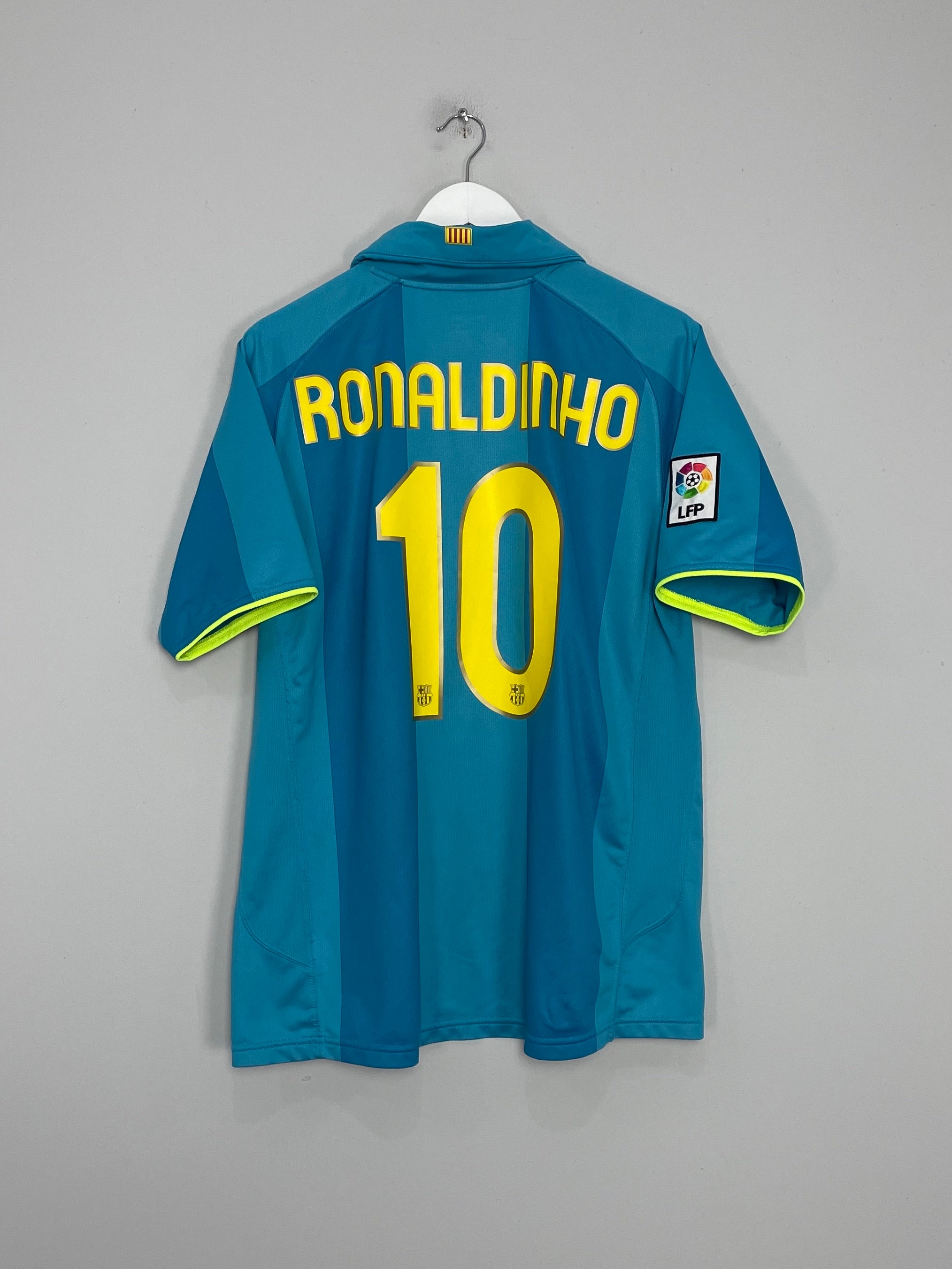 Shop 2007/08 BARCELONA RONALDINHO #10 *50 YEAR* AWAY SHIRT (L) NIKE, classic football shirts, vintage football shirts & retro soccer jerseys at Cult Kits