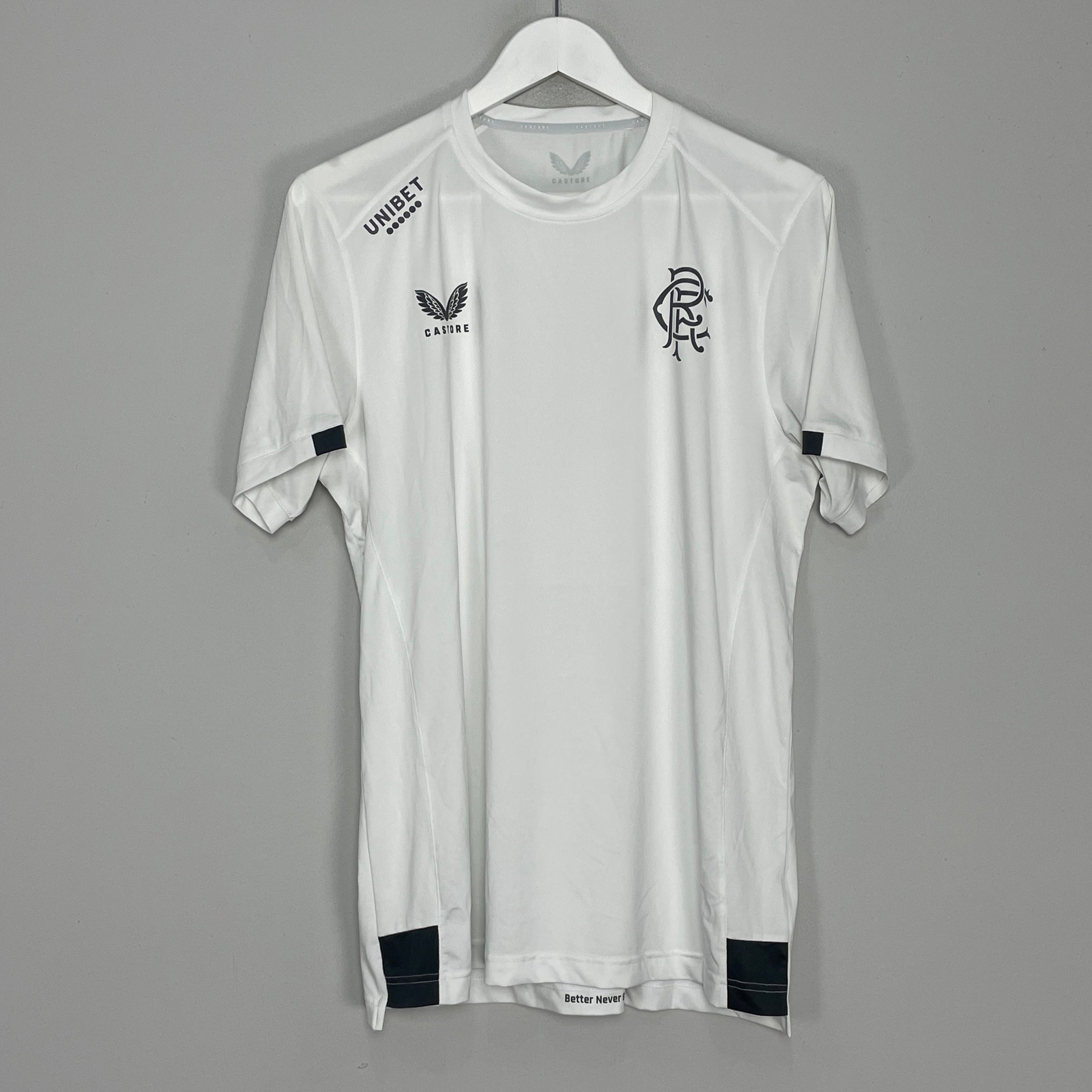 Shop 2022/23 RANGERS TRAINING SHIRT (M) CASTORE, classic football shirts, vintage football shirts & retro soccer jerseys at Cult Kits