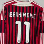 Shop 2011/12 AC MILAN IBRAHIMOVIC #11 L/S HOME SHIRT (L) ADIDAS, classic football shirts, vintage football shirts & retro soccer jerseys at Cult Kits
