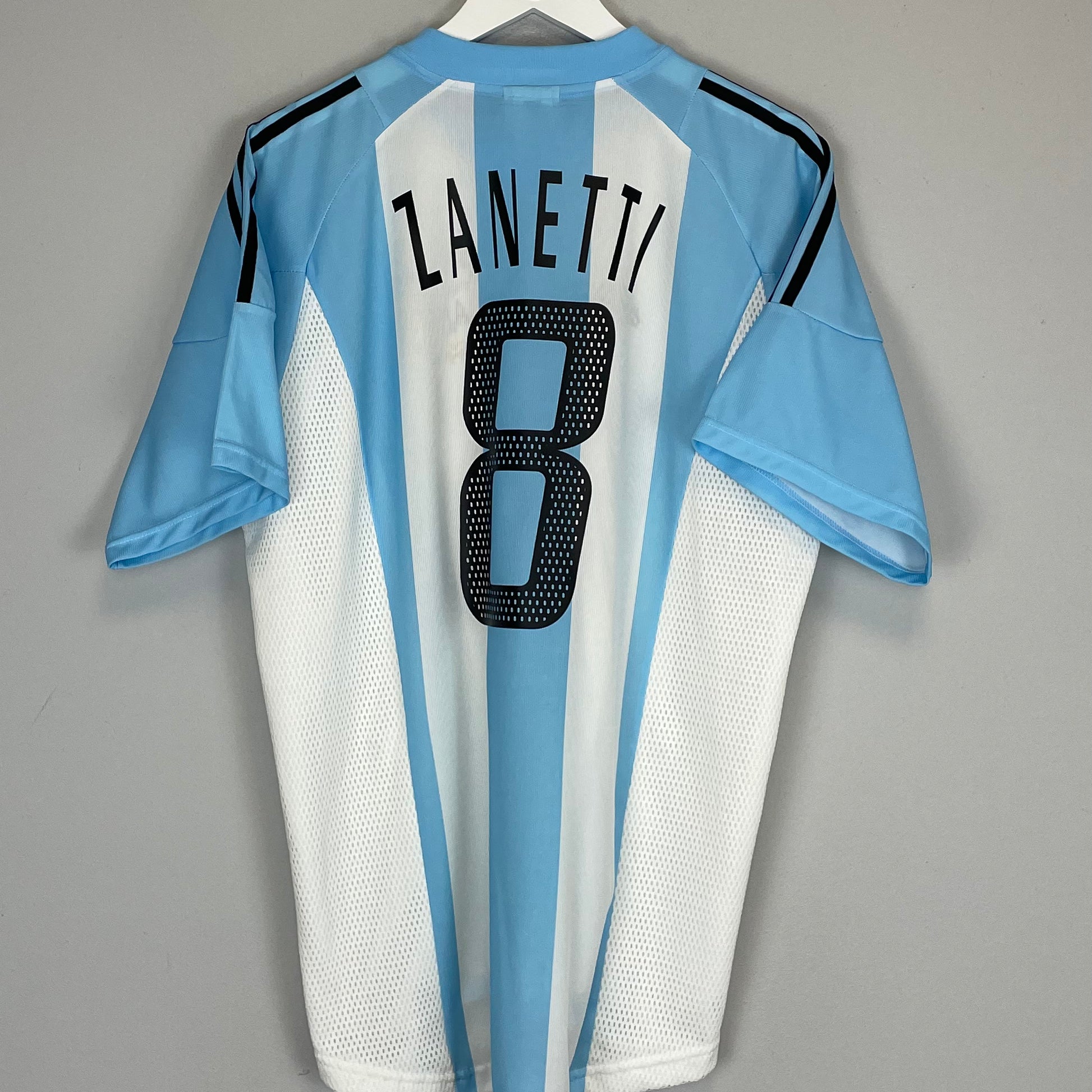 Shop 2002/04 ARGENTINA ZANETTI #8 HOME SHIRT (L) ADIDAS, classic football shirts, vintage football shirts & retro soccer jerseys at Cult Kits