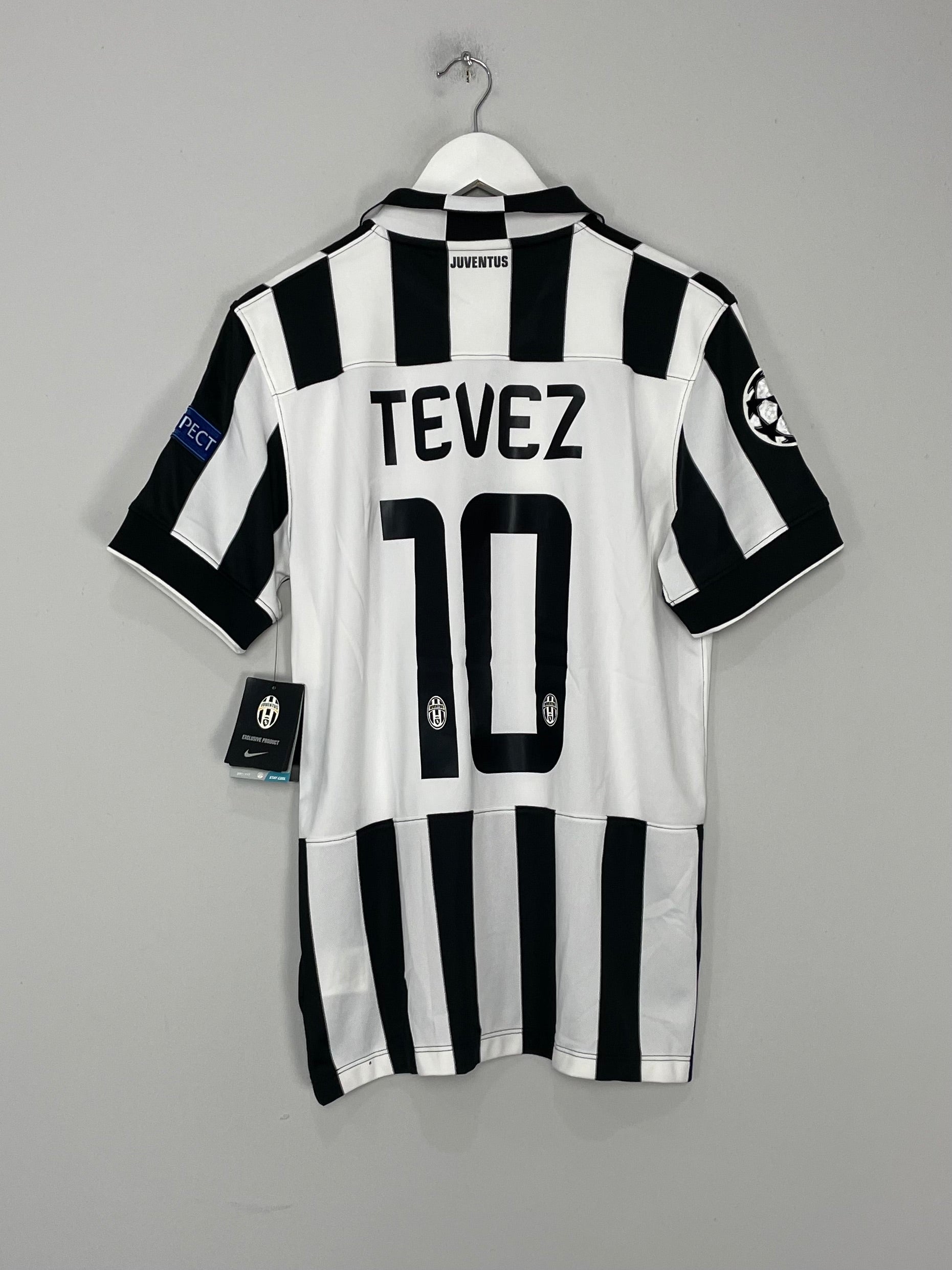 Shop 2014/15 JUVENTUS TEVEZ #11 *BNWT* C/L HOME SHIRT (M) NIKE, classic football shirts, vintage football shirts & retro soccer jerseys at Cult Kits