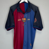 Shop 1998/99 BARCELONA *CENTENARY* HOME SHIRT (L) NIKE, classic football shirts, vintage football shirts & retro soccer jerseys at Cult Kits