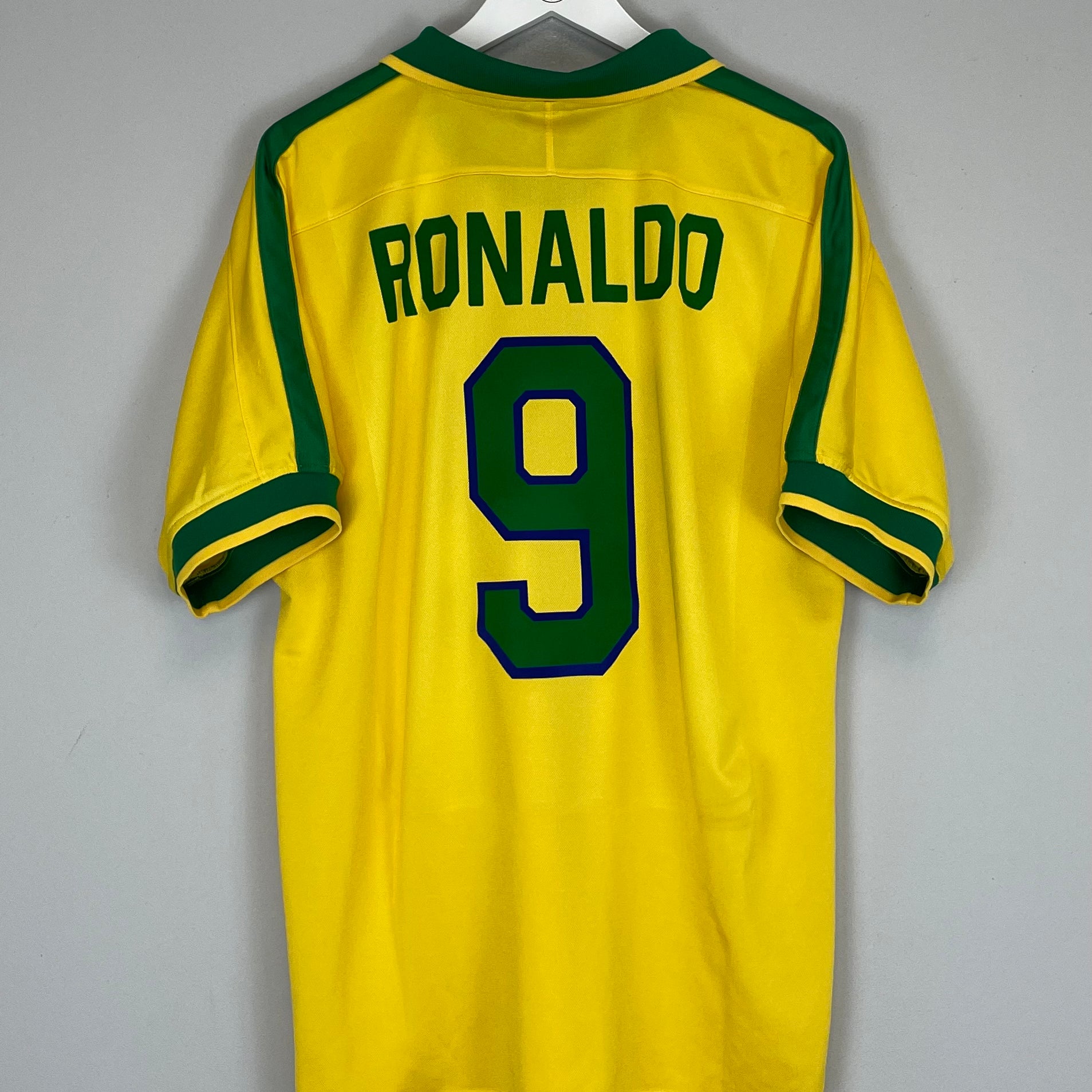 Shop 1997/98 BRAZIL RONALDO #9 HOME SHIRT (XL) NIKE, classic football shirts, vintage football shirts & retro soccer jerseys at Cult Kits