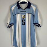 2000/01 ARGENTINA POCHETTINO #5 HOME SHIRT (L) REEBOK