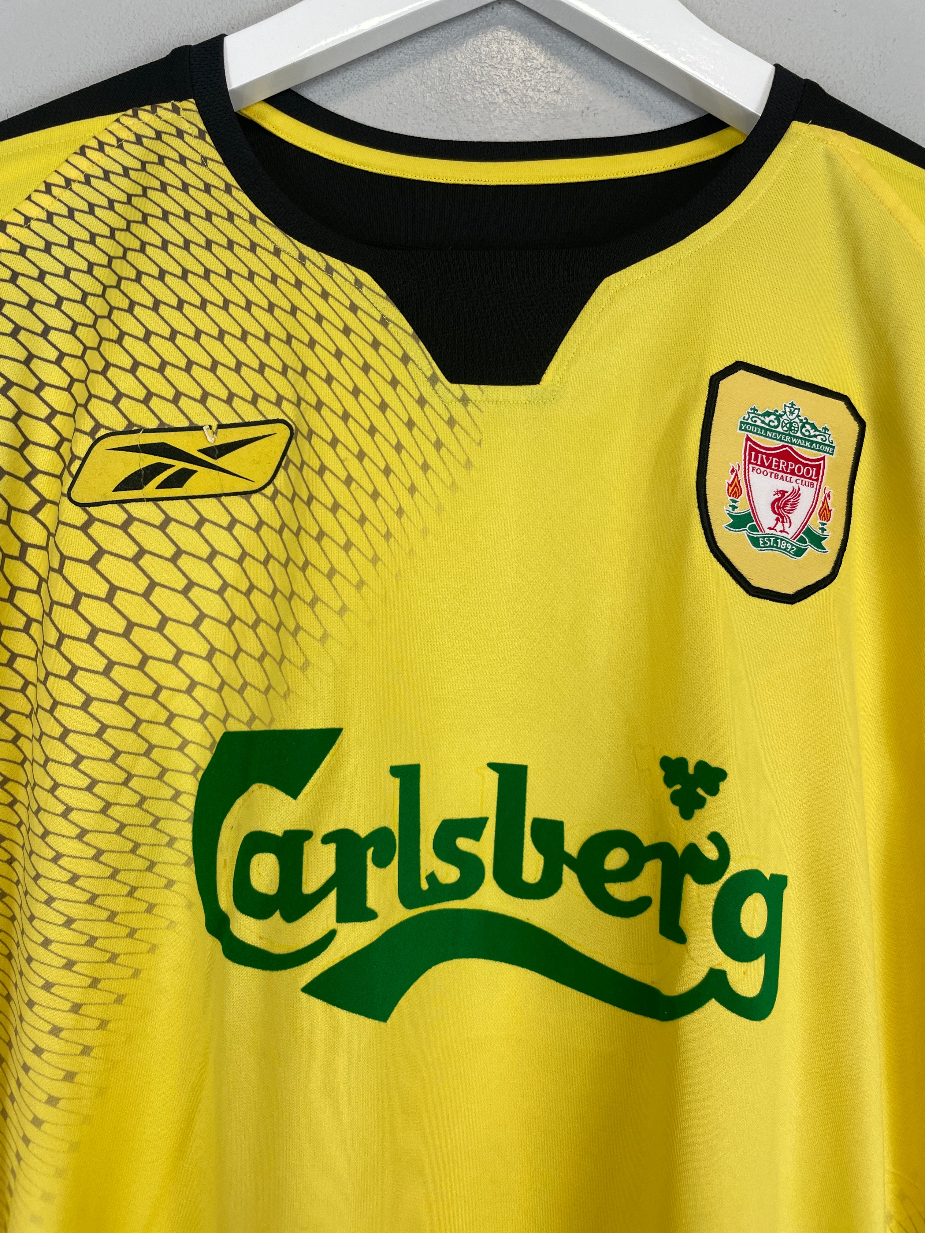 Shop 2004/06 LIVERPOOL GERRARD #8 L/S AWAY SHIRT (L) REEBOK, classic football shirts, vintage football shirts & retro soccer jerseys at Cult Kits
