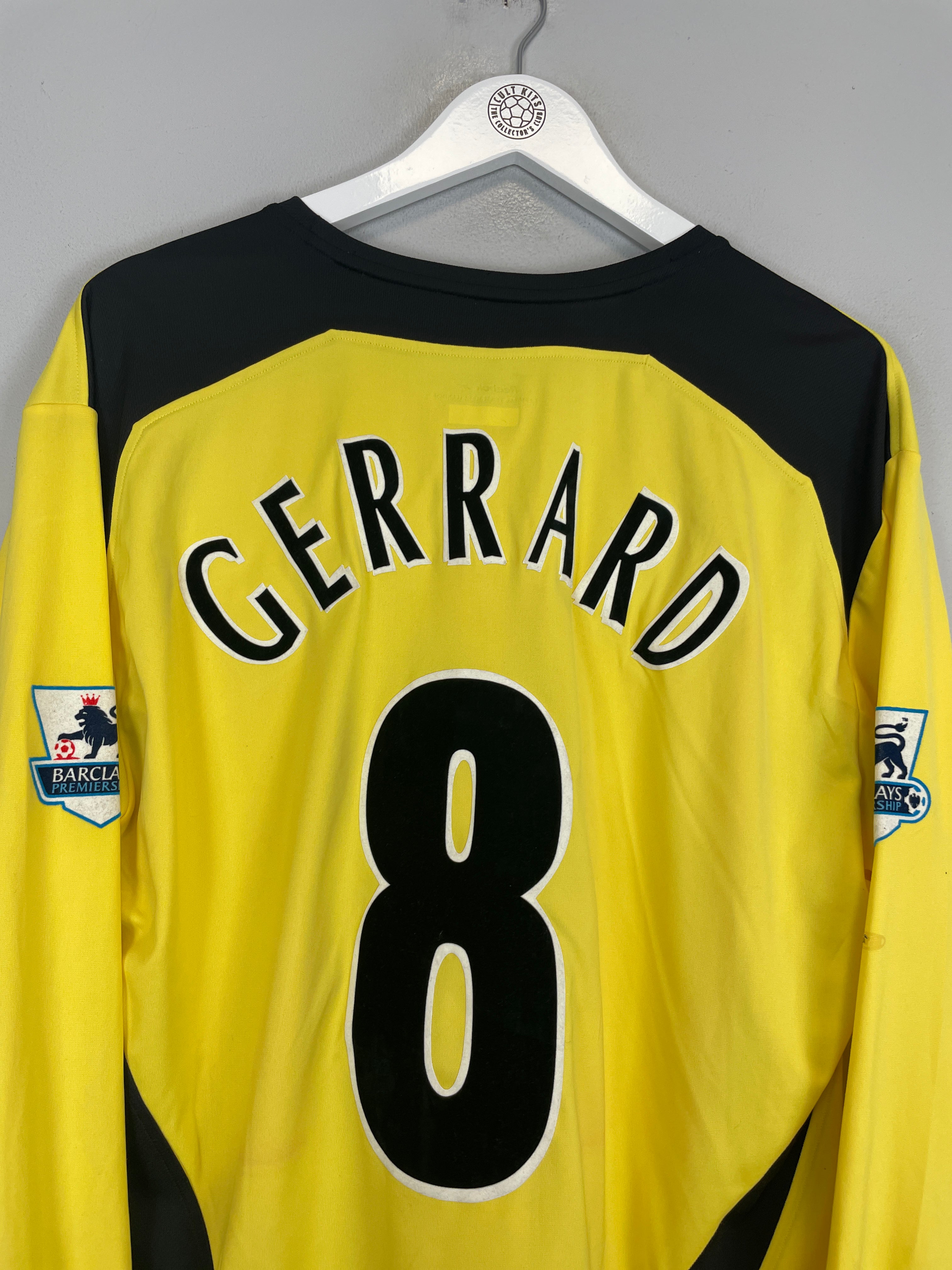 Shop 2004/06 LIVERPOOL GERRARD #8 L/S AWAY SHIRT (L) REEBOK, classic football shirts, vintage football shirts & retro soccer jerseys at Cult Kits