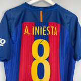 Shop 2016/17 BARCELONA A.INIESTA #8 HOME SHIRT (M) NIKE, classic football shirts, vintage football shirts & retro soccer jerseys at Cult Kits