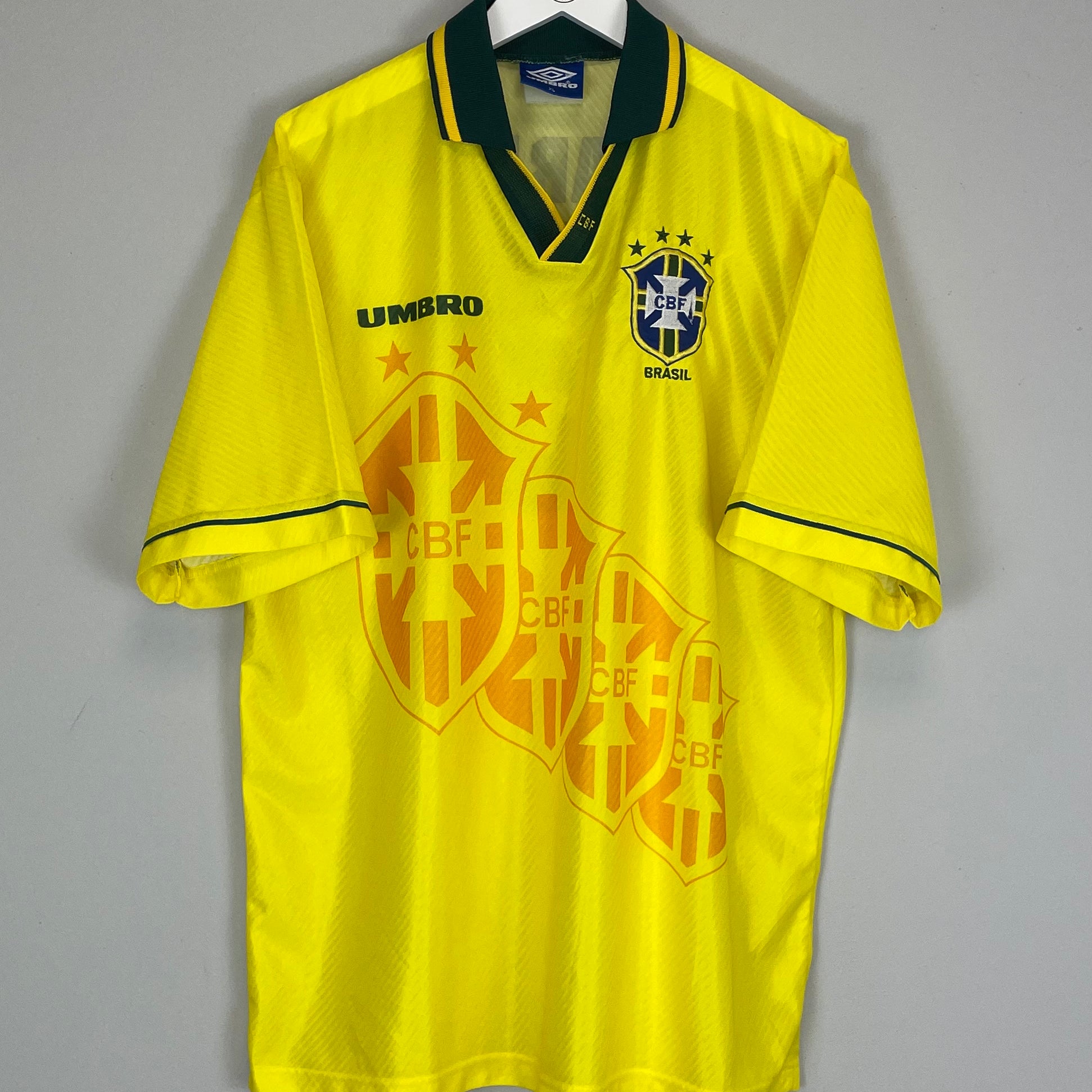 Shop 1994/96 BRAZIL R.CARLOS #3 HOME SHIRT (XL) UMBRO, classic football shirts, vintage football shirts & retro soccer jerseys at Cult Kits