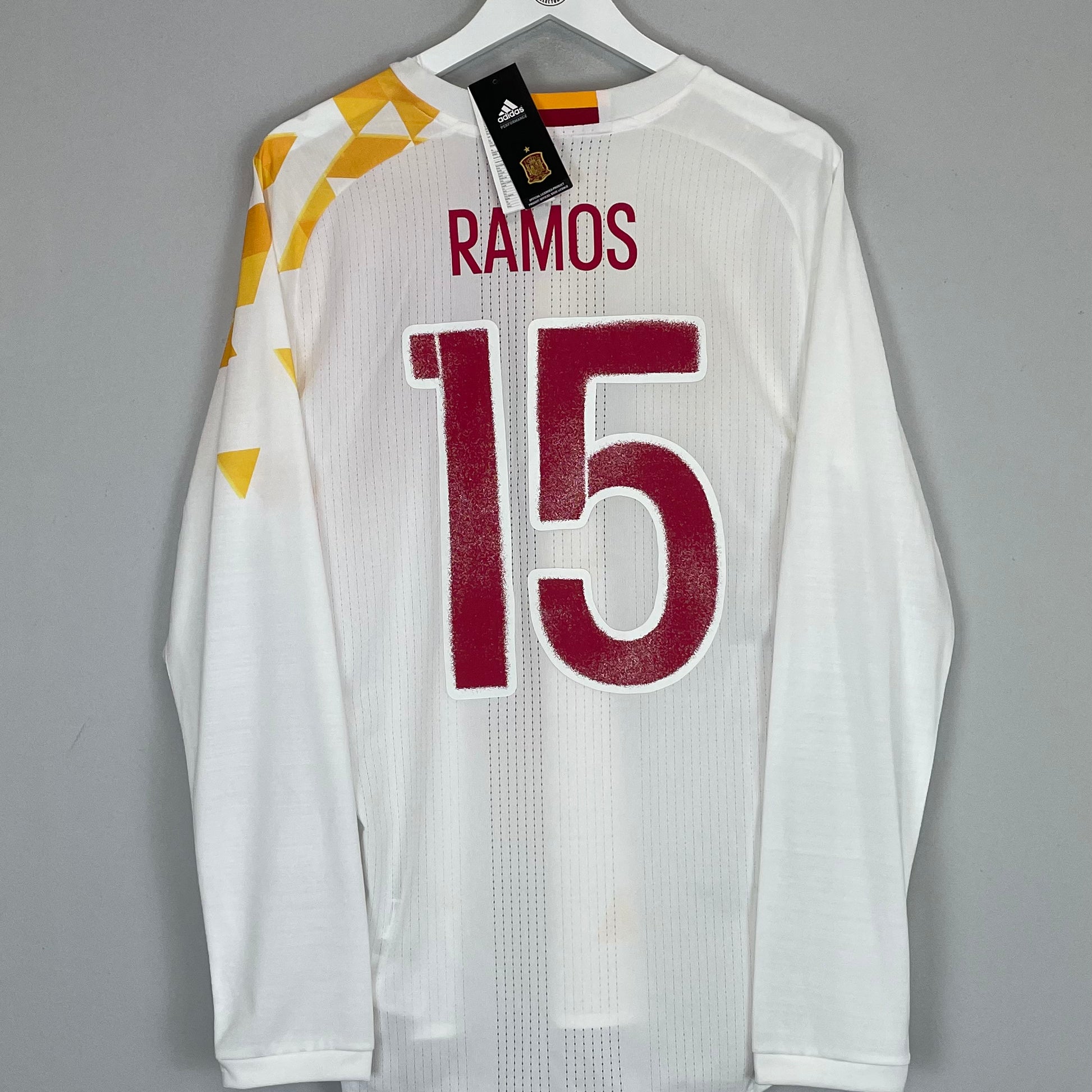 Shop 2016/17 SPAIN RAMOS #15 *PLAYER ISSUE* BNWT AWAY SHIRT (L) ADIDAS, classic football shirts, vintage football shirts & retro soccer jerseys at Cult Kits