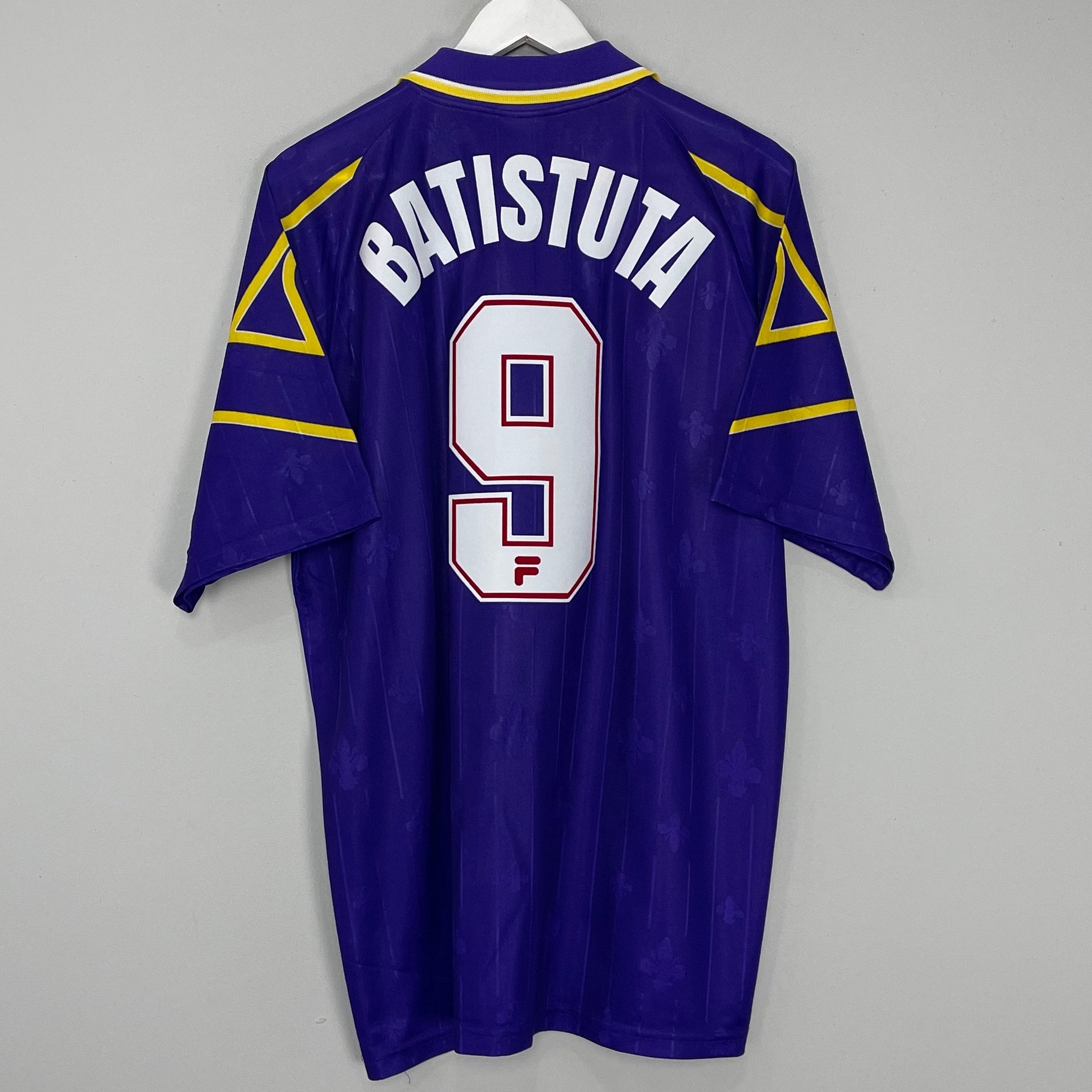Shop 1997/98 FIORENTINA BATISTUTA #9 HOME SHIRT (XL) FILA, classic football shirts, vintage football shirts & retro soccer jerseys at Cult Kits