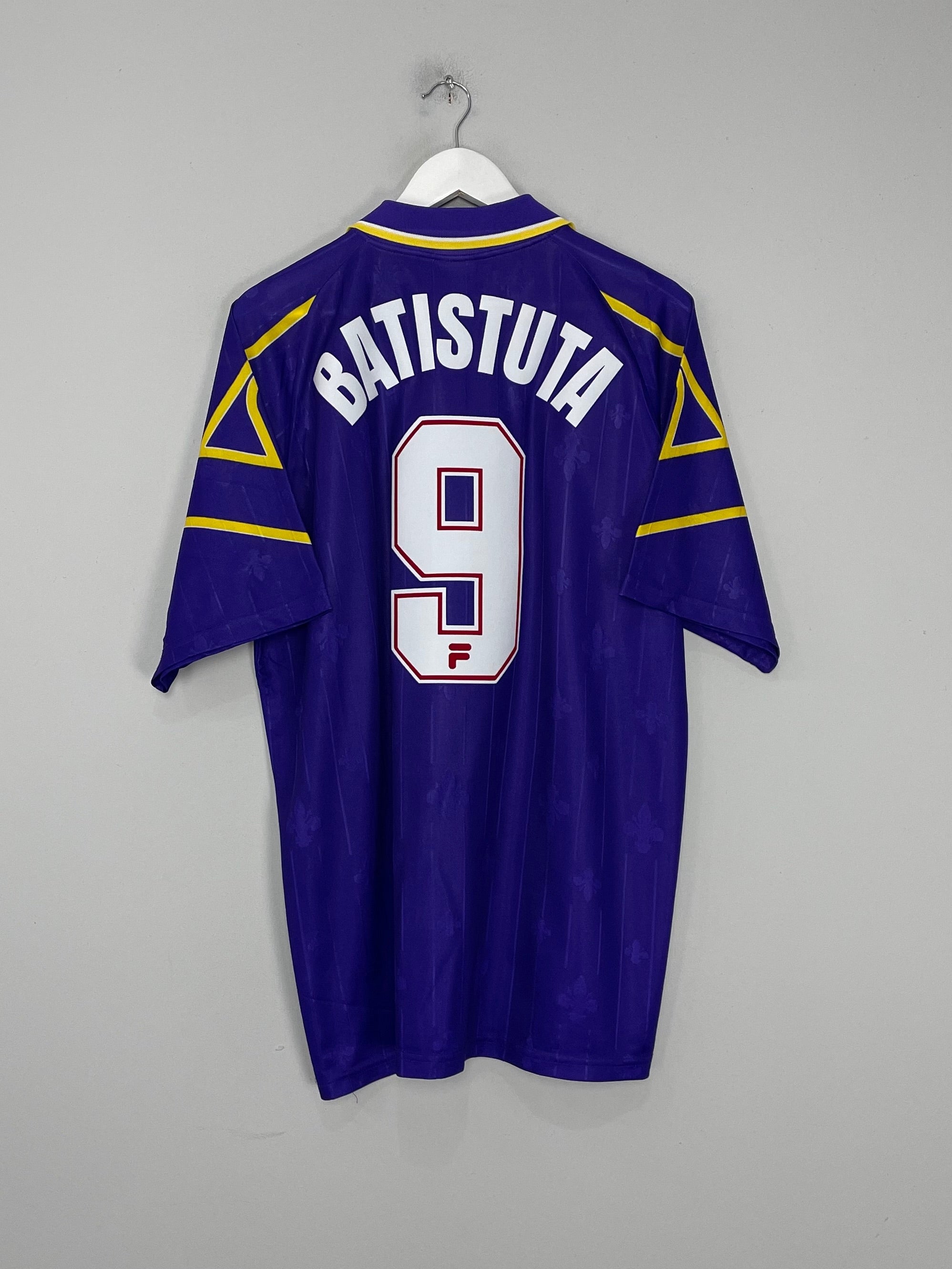 Shop 1997/98 FIORENTINA BATISTUTA #9 HOME SHIRT (XL) FILA, classic football shirts, vintage football shirts & retro soccer jerseys at Cult Kits