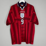 Shop 1997/99 ENGLAND SHEARER #9 AWAY SHIRT (XXL) UMBRO, classic football shirts, vintage football shirts & retro soccer jerseys at Cult Kits