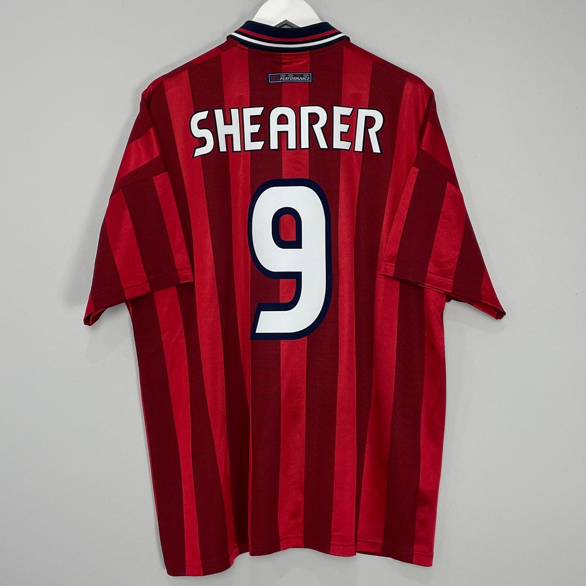 Shop 1997/99 ENGLAND SHEARER #9 AWAY SHIRT (XXL) UMBRO, classic football shirts, vintage football shirts & retro soccer jerseys at Cult Kits