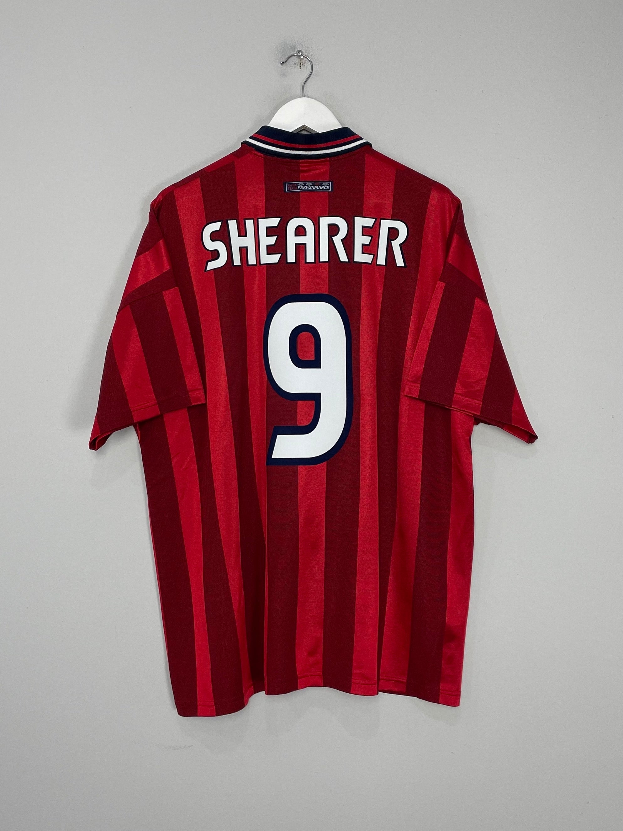 Shop 1997/99 ENGLAND SHEARER #9 AWAY SHIRT (XXL) UMBRO, classic football shirts, vintage football shirts & retro soccer jerseys at Cult Kits
