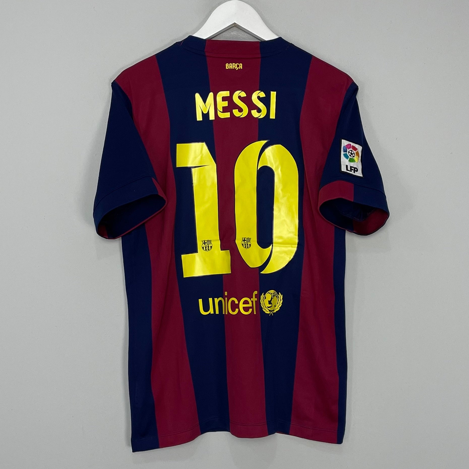 Shop 2014/15 BARCELONA MESSI #10 HOME SHIRT (M) NIKE, classic football shirts, vintage football shirts & retro soccer jerseys at Cult Kits